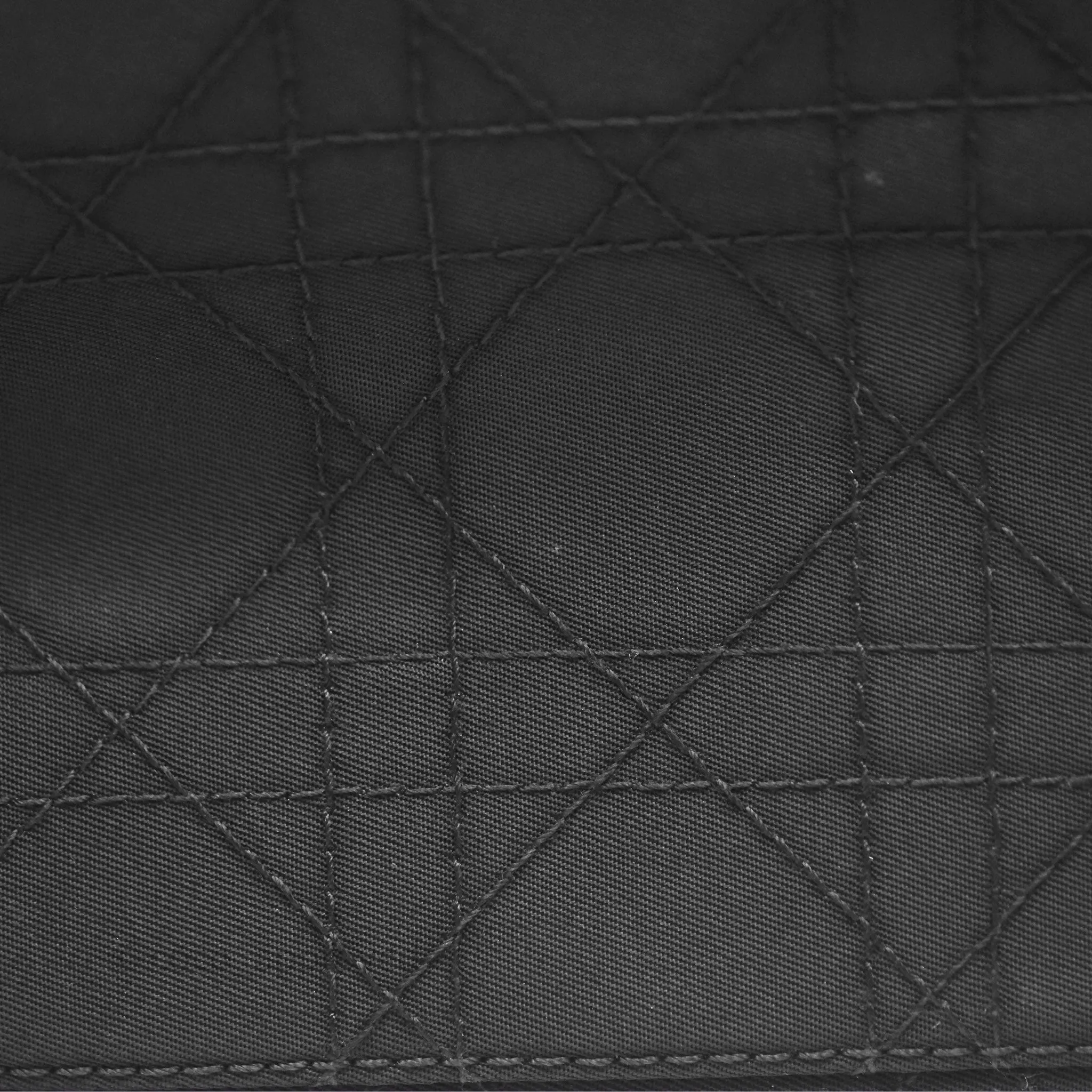 Christian Dior Vintage Large Lady Dior Cannage Fabric Black Silver Hardware