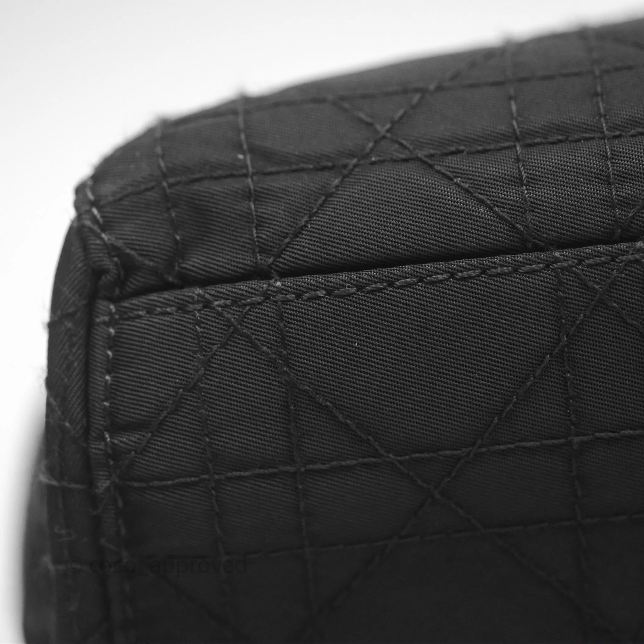 Christian Dior Vintage Large Lady Dior Cannage Fabric Black Silver Hardware
