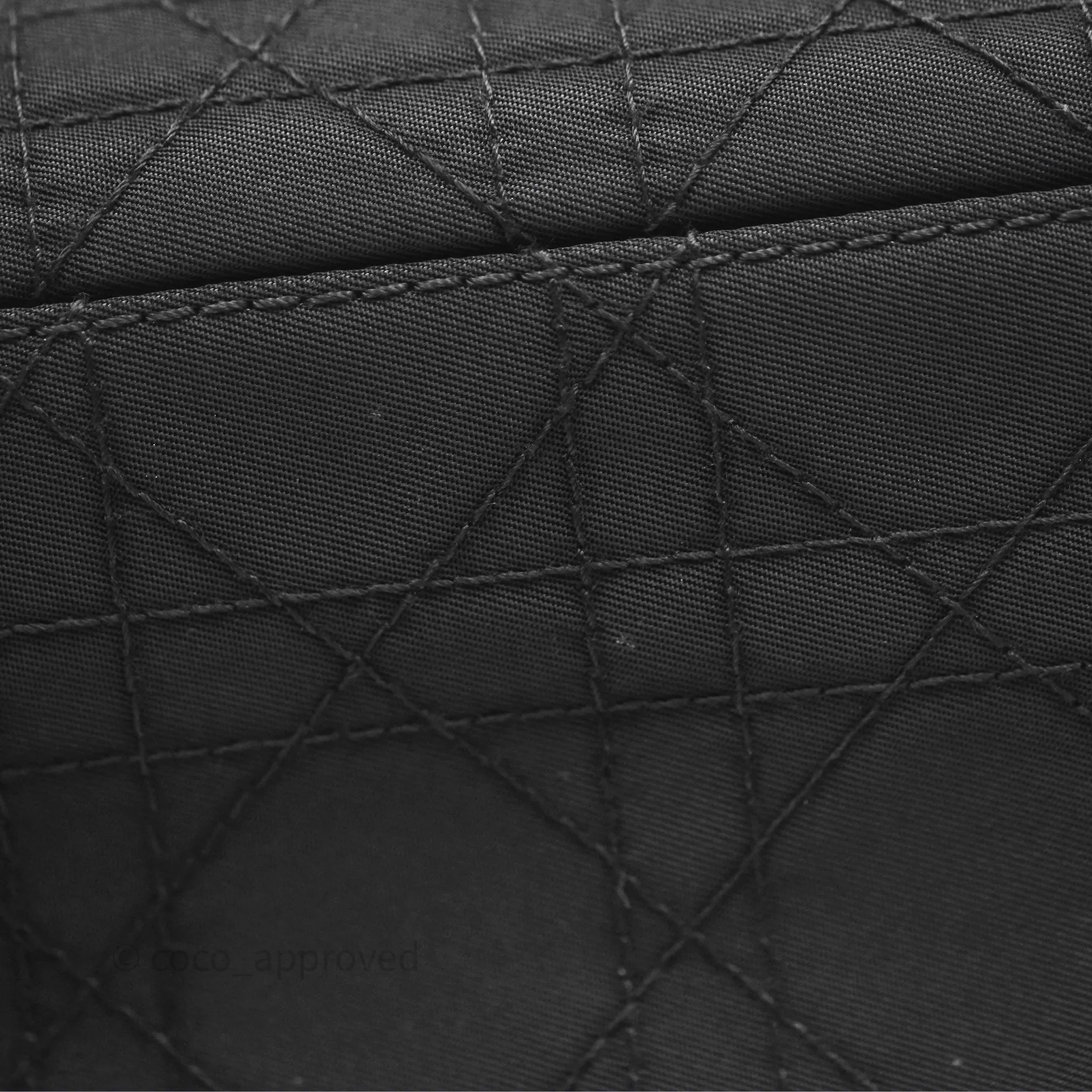 Christian Dior Vintage Large Lady Dior Cannage Fabric Black Silver Hardware