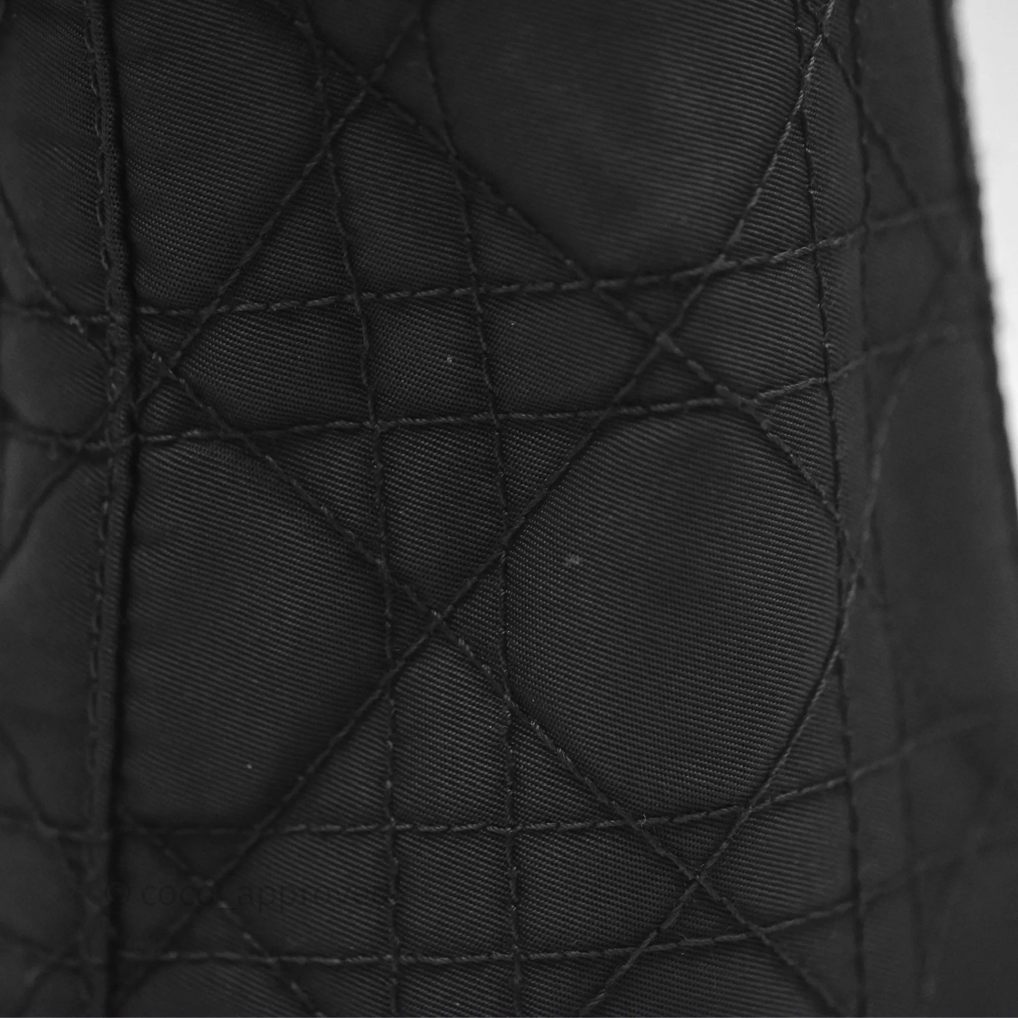 Christian Dior Vintage Large Lady Dior Cannage Fabric Black Silver Hardware