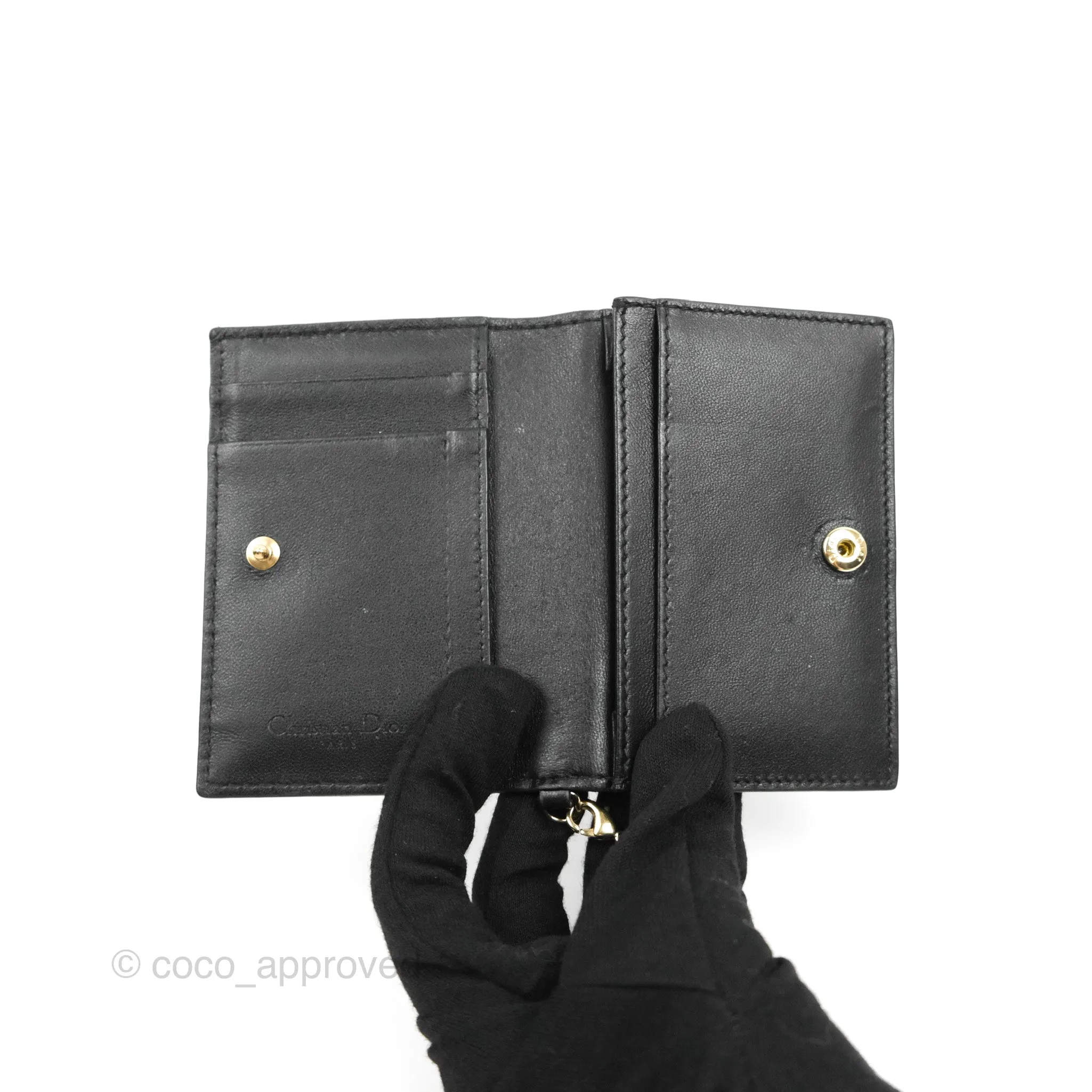 Dior Lady Dior Flap Card Holder Black Cannage Lambskin