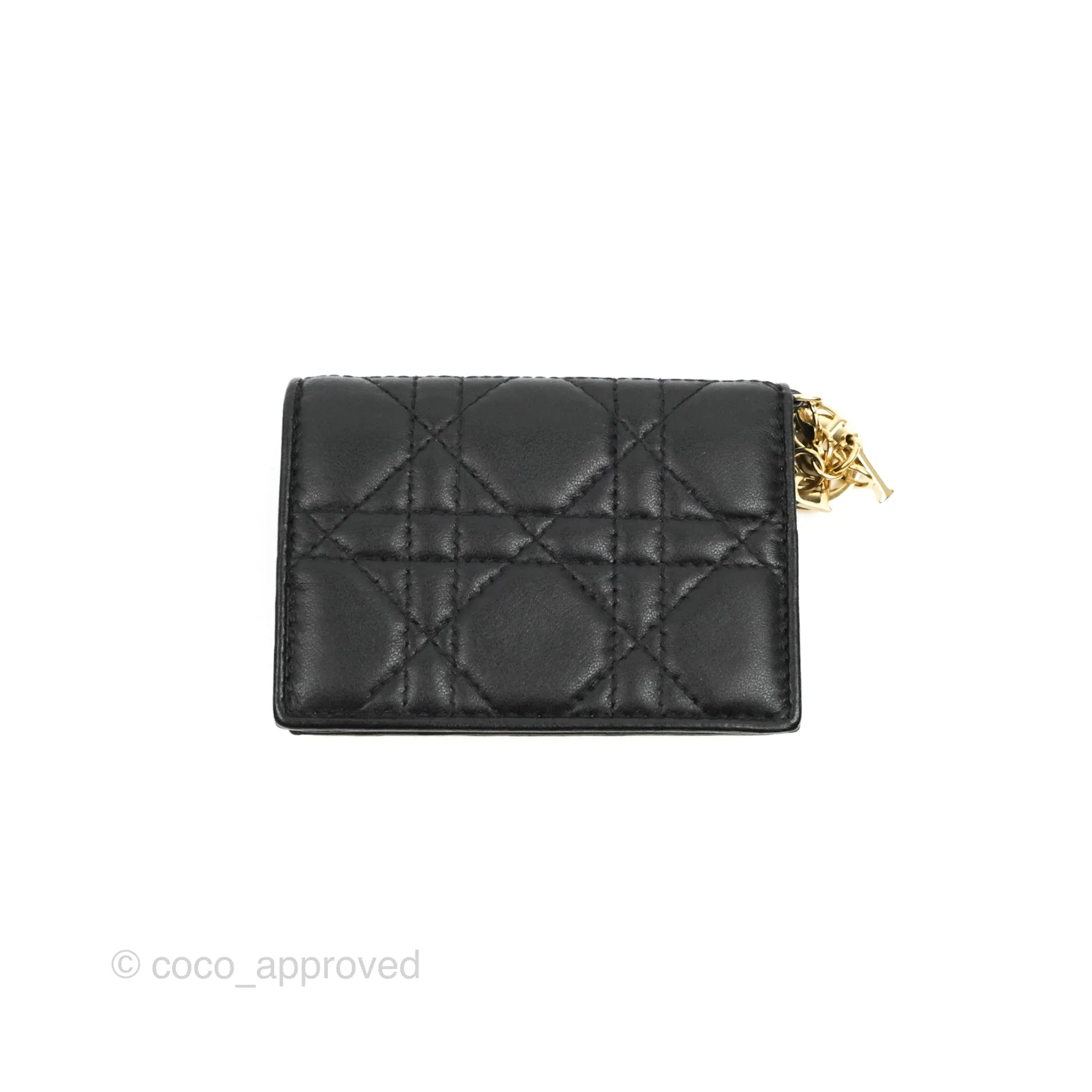 Dior Lady Dior Flap Card Holder Black Cannage Lambskin