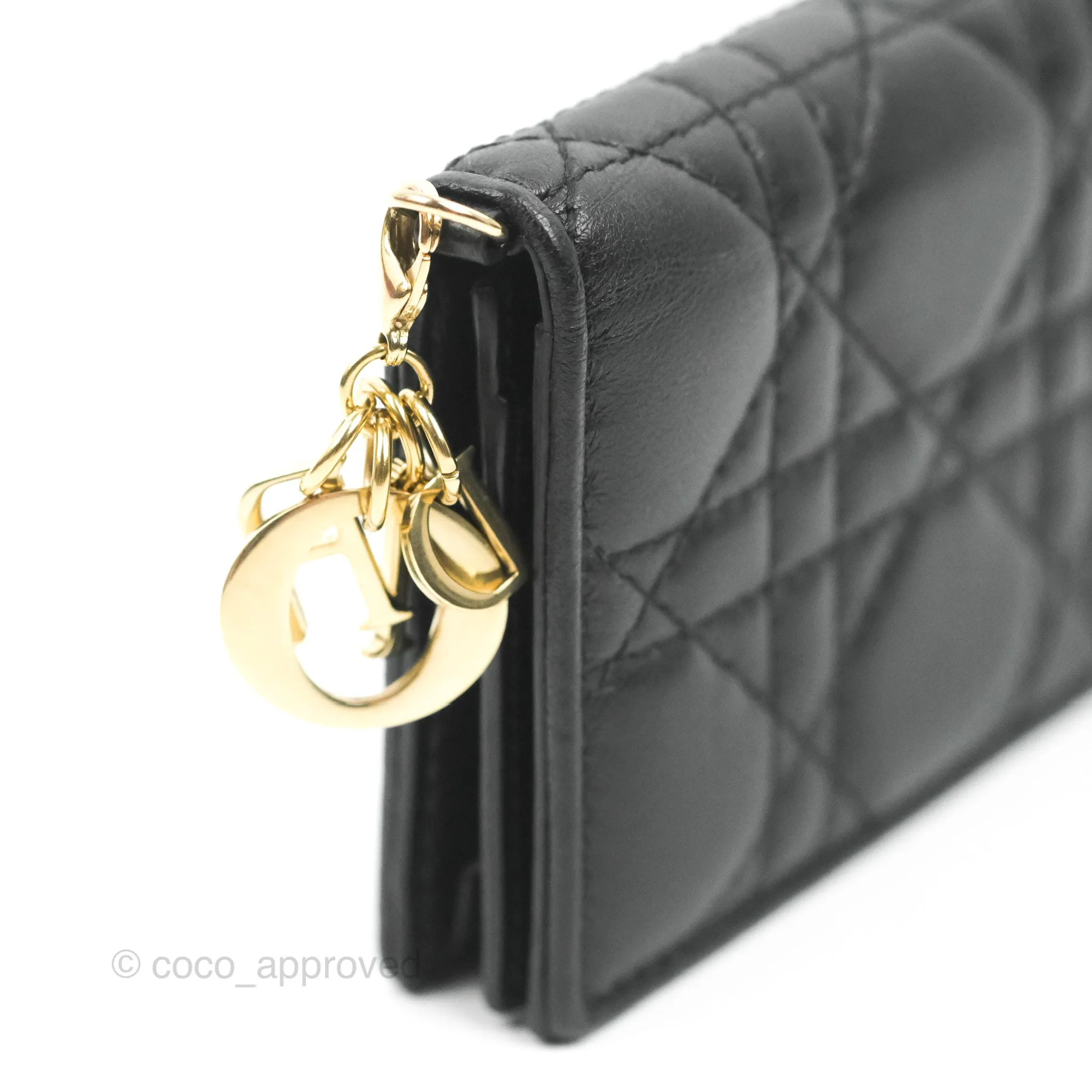 Dior Lady Dior Flap Card Holder Black Cannage Lambskin