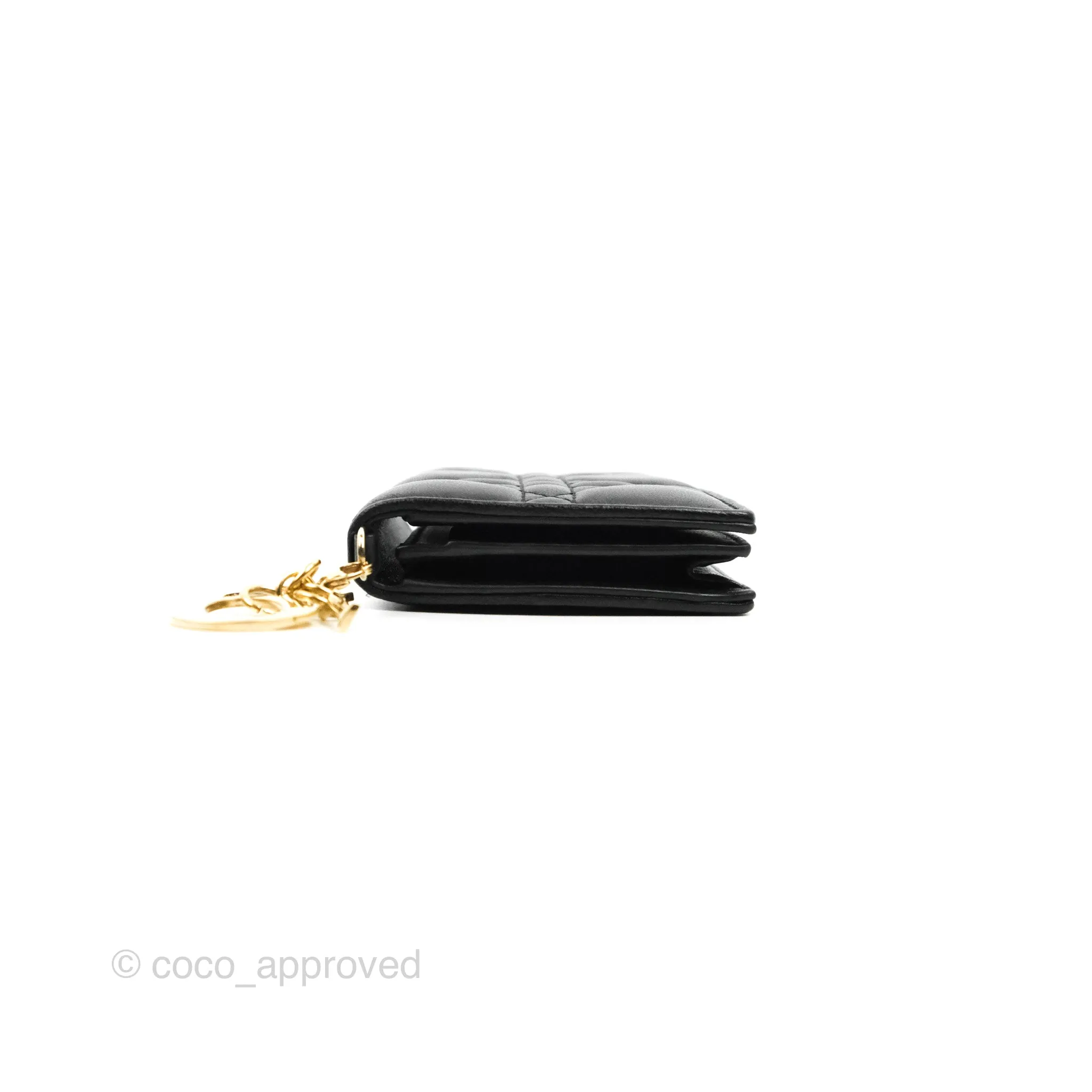 Dior Lady Dior Flap Card Holder Black Cannage Lambskin