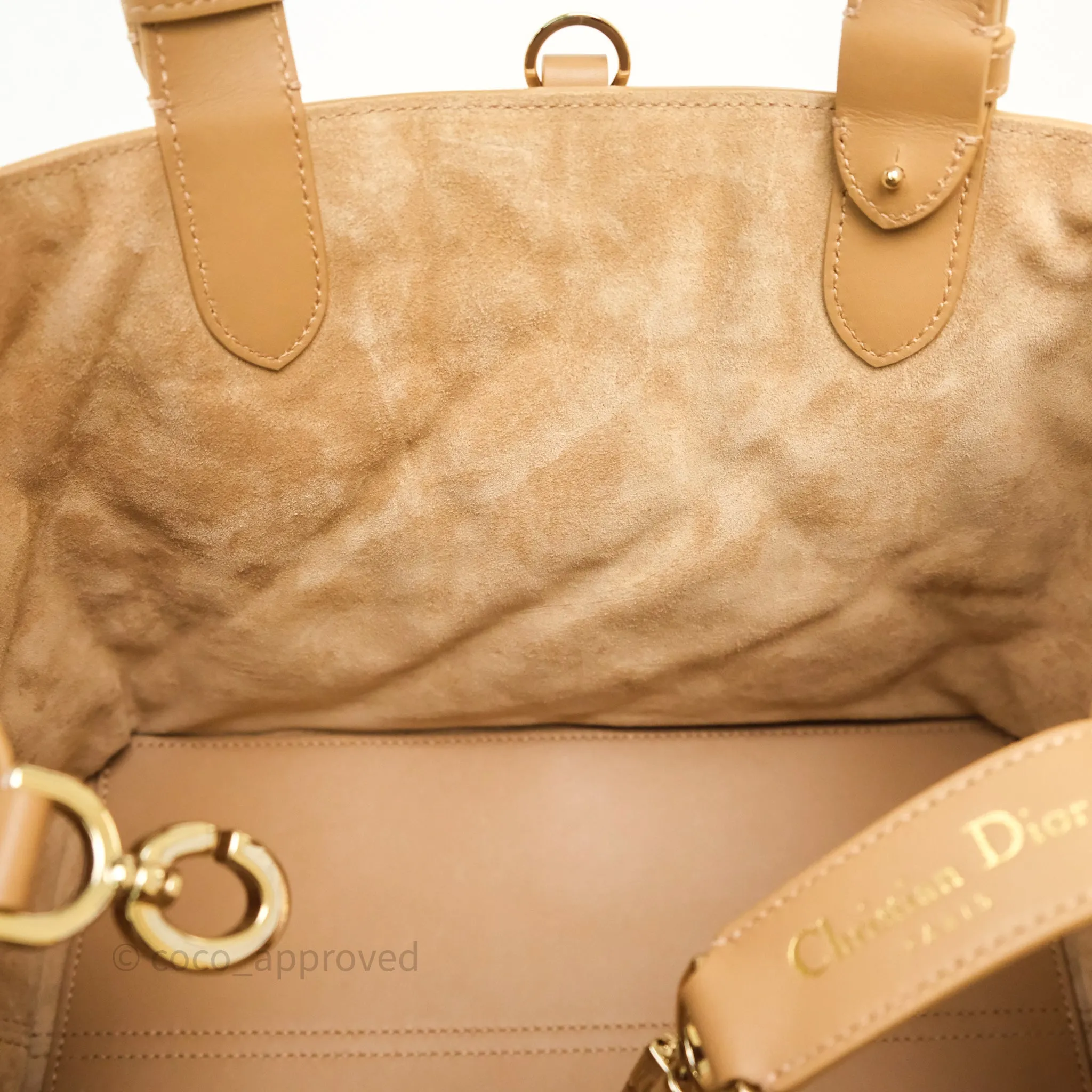 Dior Medium Dior Toujours Bag Tan Beige Macrocannage Calfskin