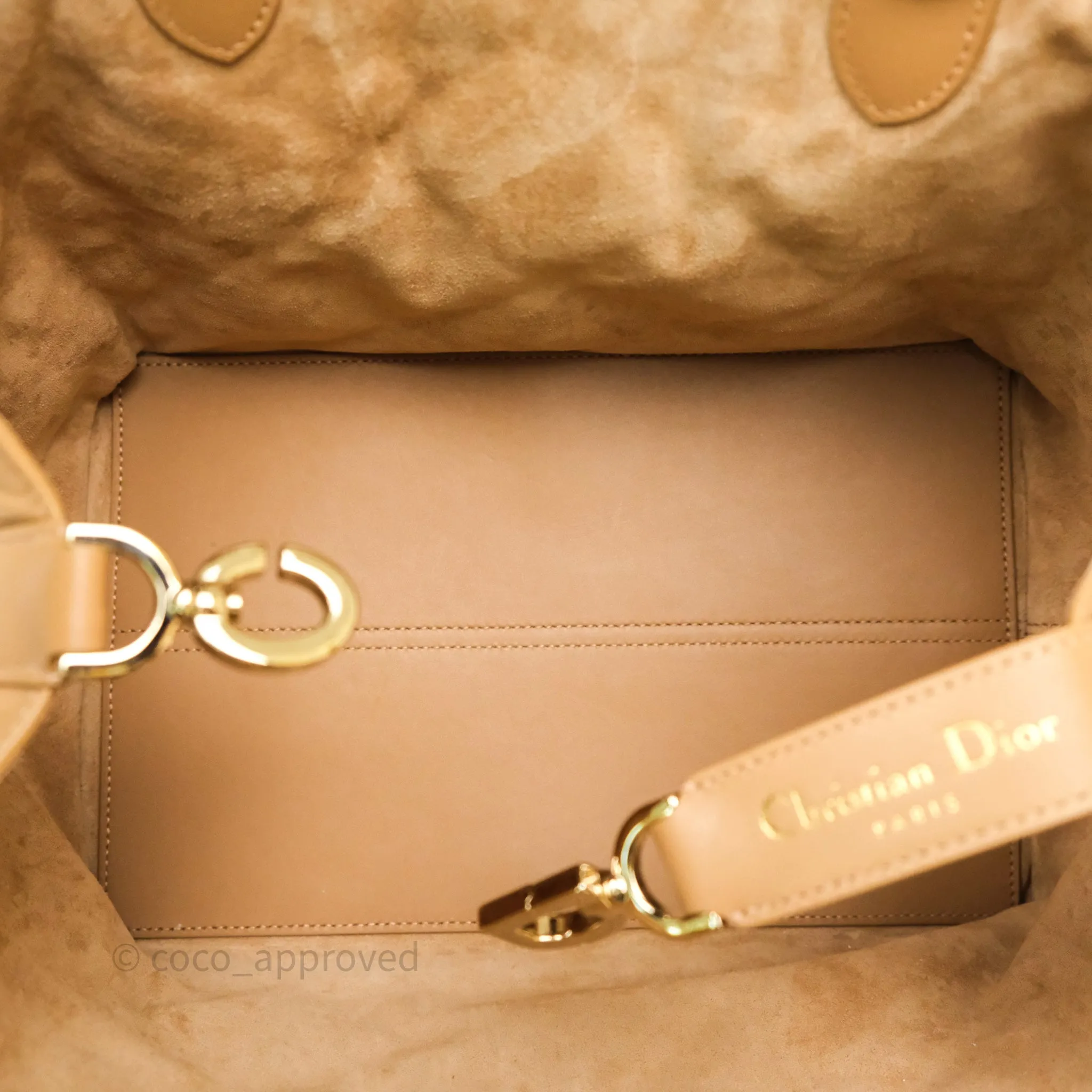 Dior Medium Dior Toujours Bag Tan Beige Macrocannage Calfskin
