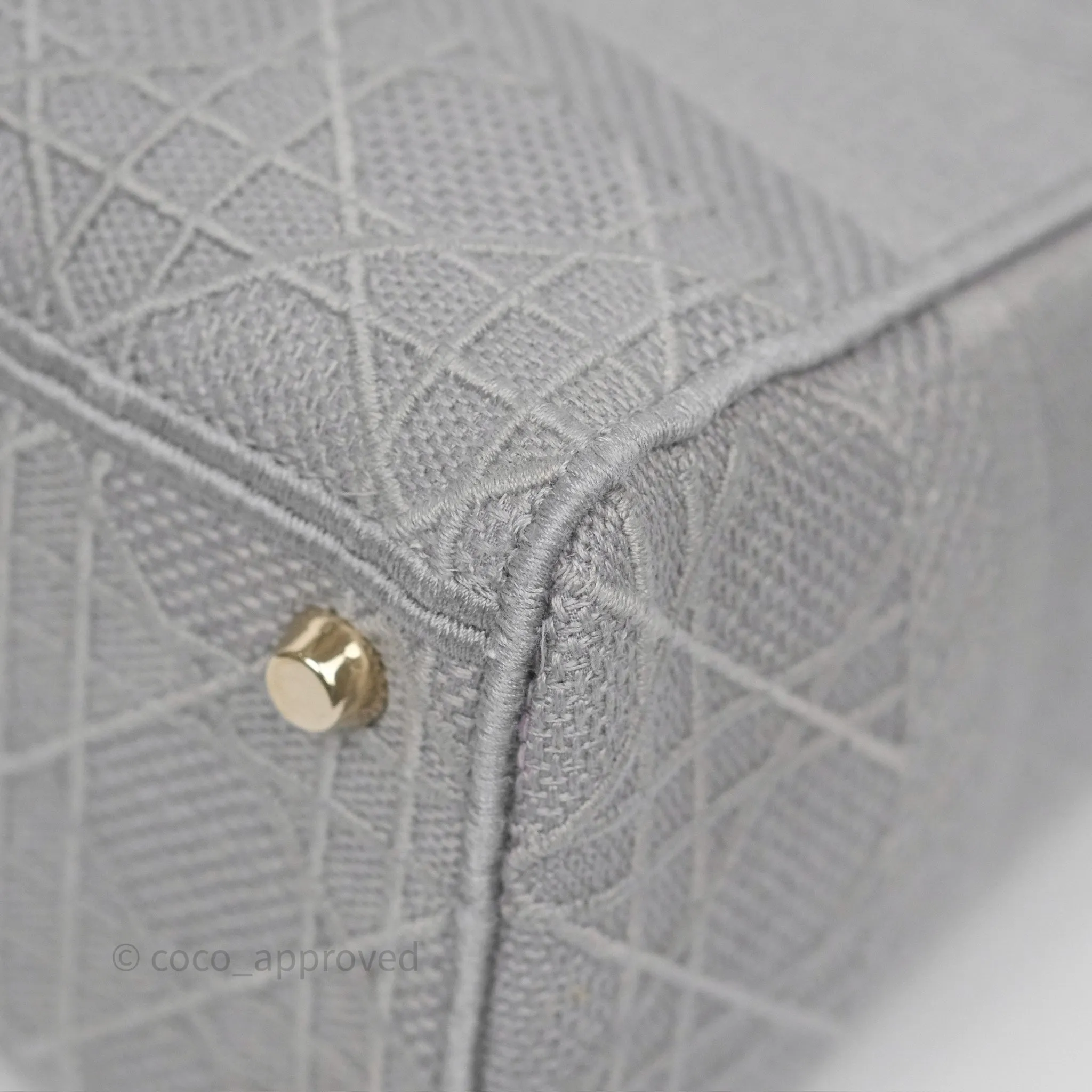 Dior Medium Lady D-Lite Bag Gray Cannage Embroidery Gold Hardware
