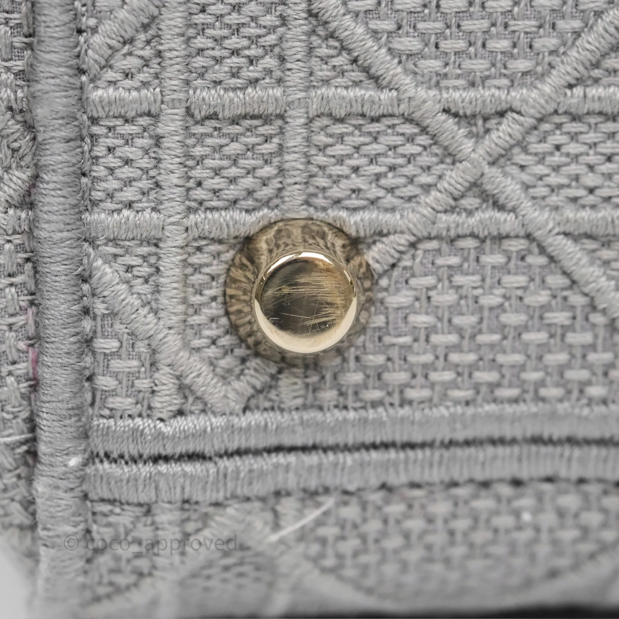 Dior Medium Lady D-Lite Bag Gray Cannage Embroidery Gold Hardware
