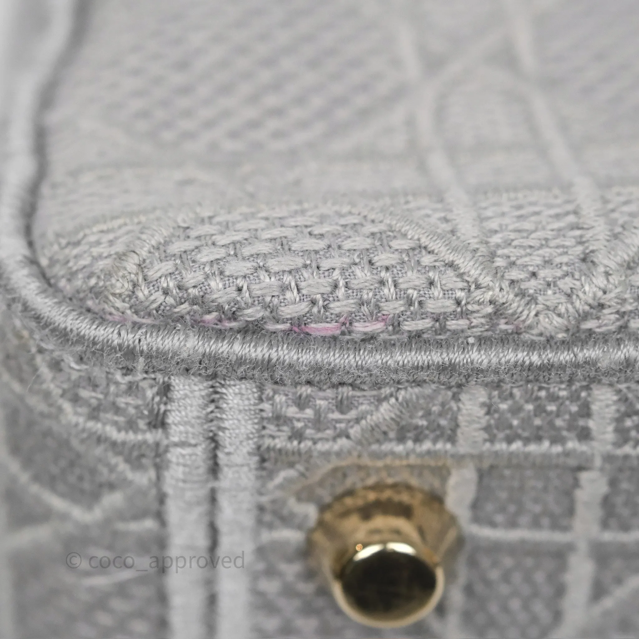 Dior Medium Lady D-Lite Bag Gray Cannage Embroidery Gold Hardware