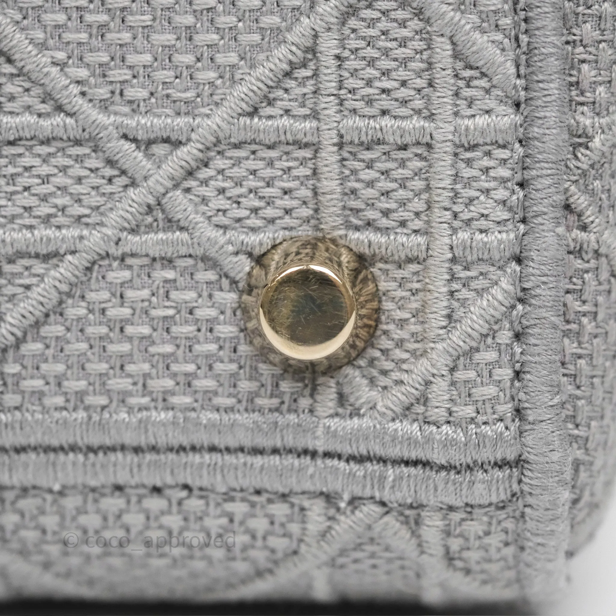 Dior Medium Lady D-Lite Bag Gray Cannage Embroidery Gold Hardware