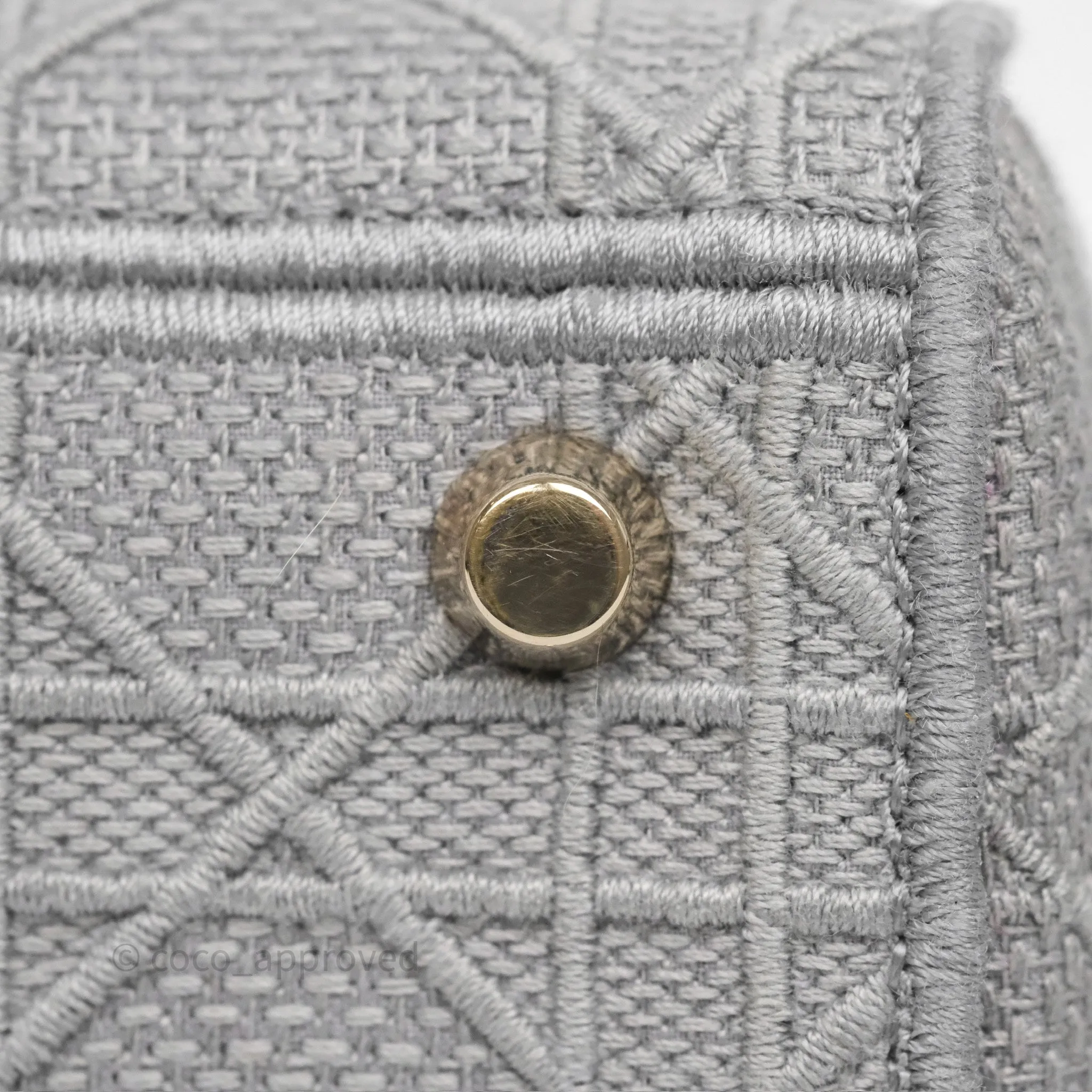Dior Medium Lady D-Lite Bag Gray Cannage Embroidery Gold Hardware