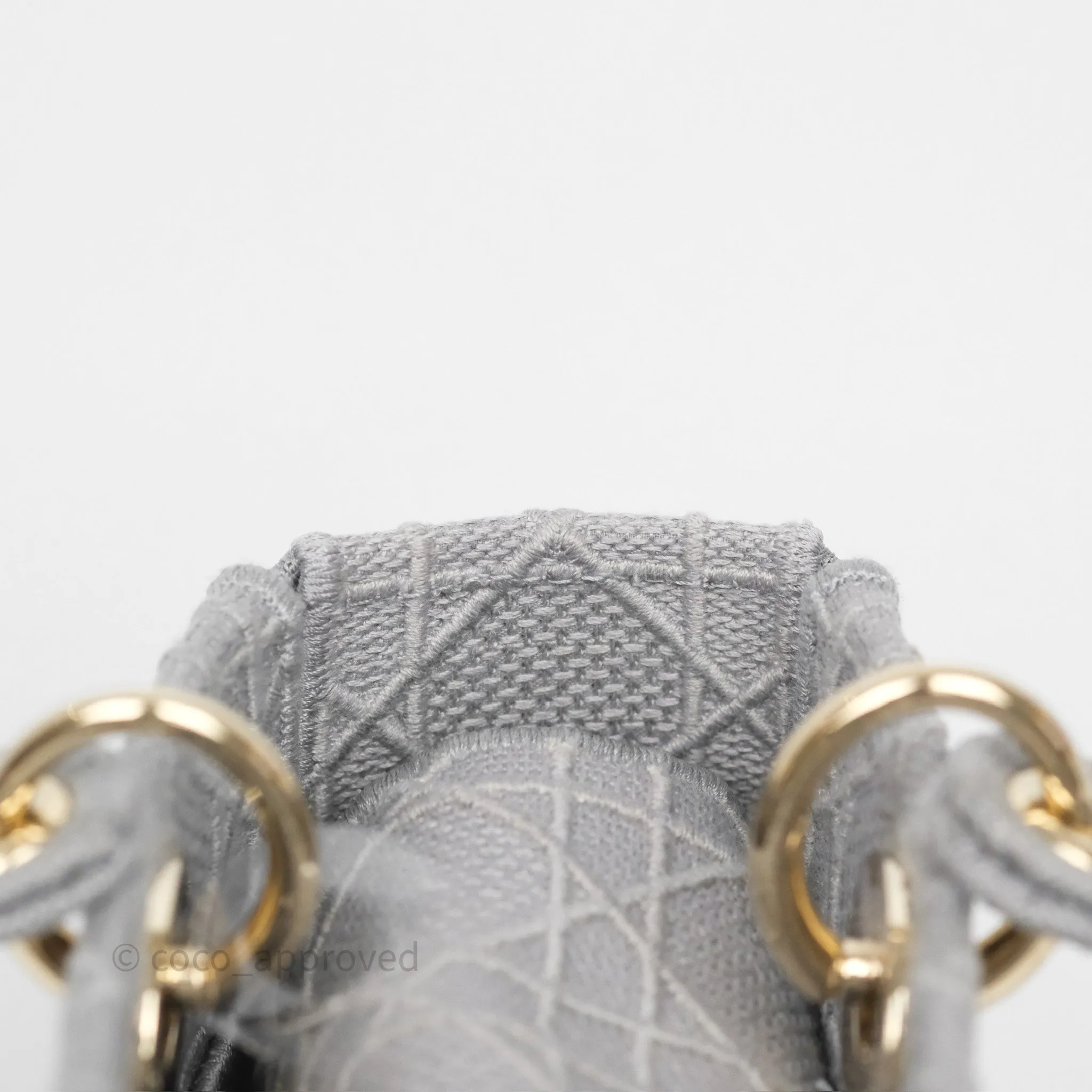 Dior Medium Lady D-Lite Bag Gray Cannage Embroidery Gold Hardware