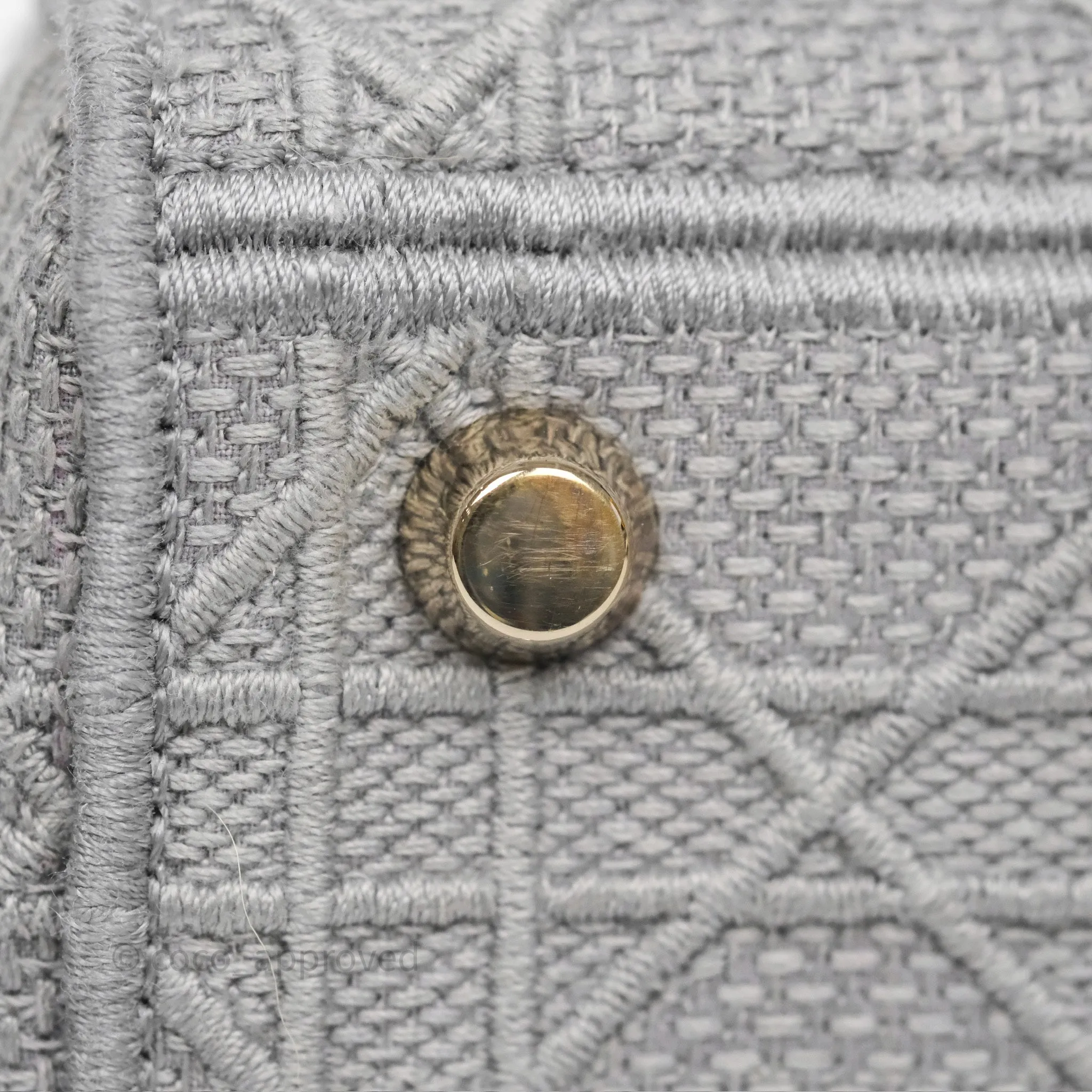 Dior Medium Lady D-Lite Bag Gray Cannage Embroidery Gold Hardware