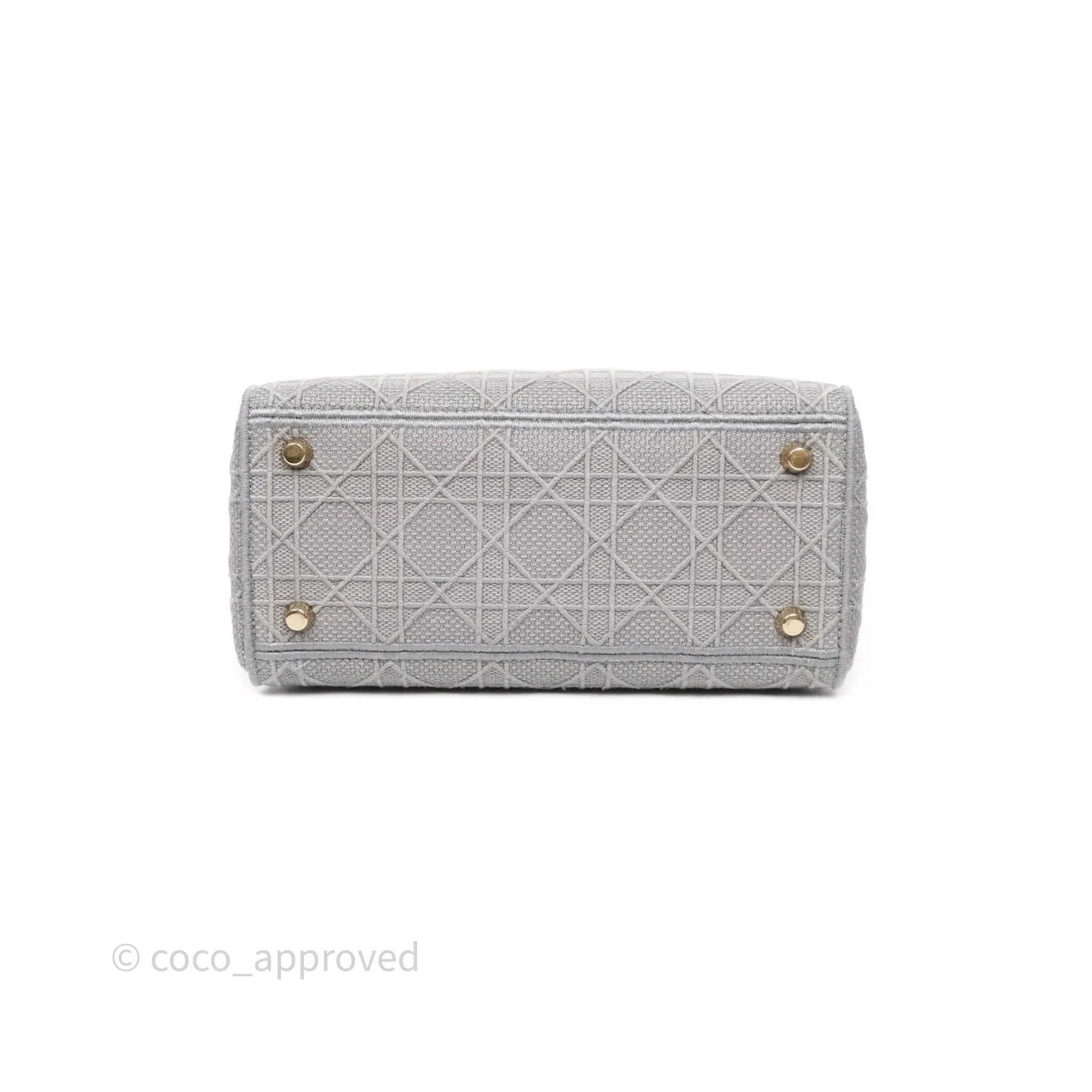 Dior Medium Lady D-Lite Bag Gray Cannage Embroidery Gold Hardware