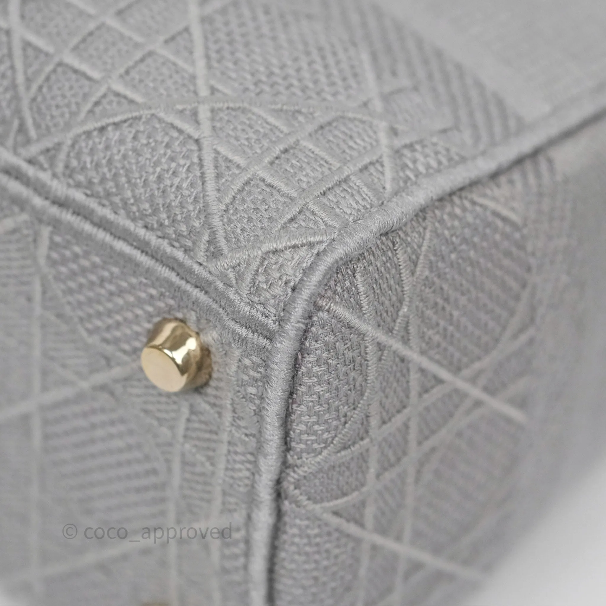Dior Medium Lady D-Lite Bag Gray Cannage Embroidery Gold Hardware