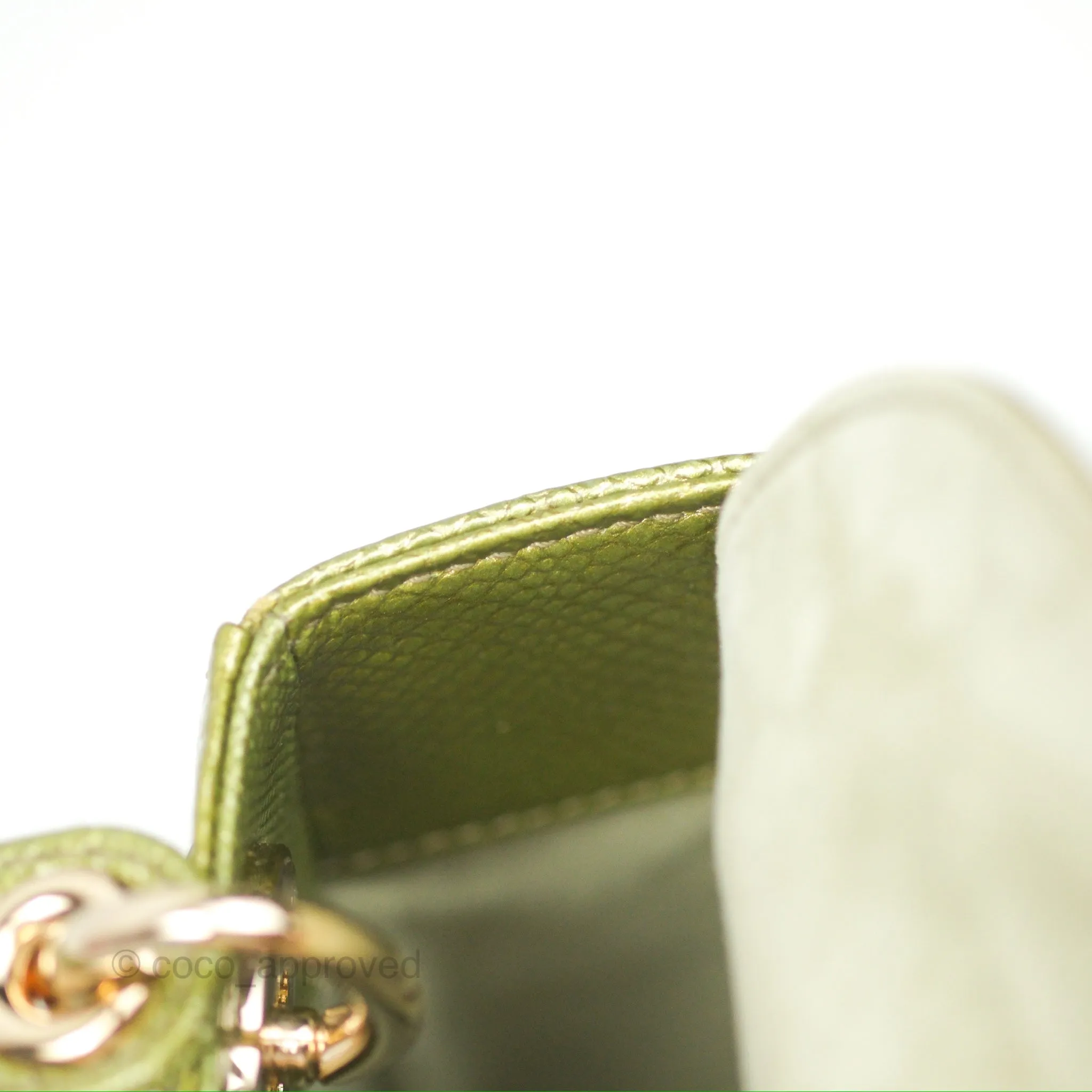 Dior Mini Lady Dior Green Metallic Lizard Gold Hardware