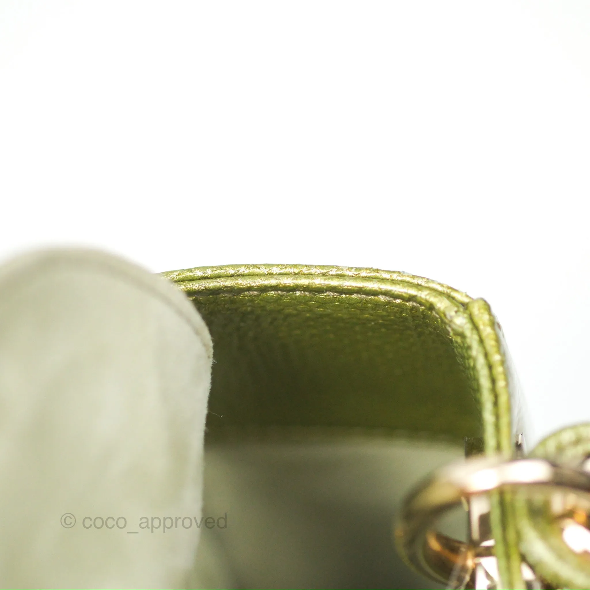 Dior Mini Lady Dior Green Metallic Lizard Gold Hardware