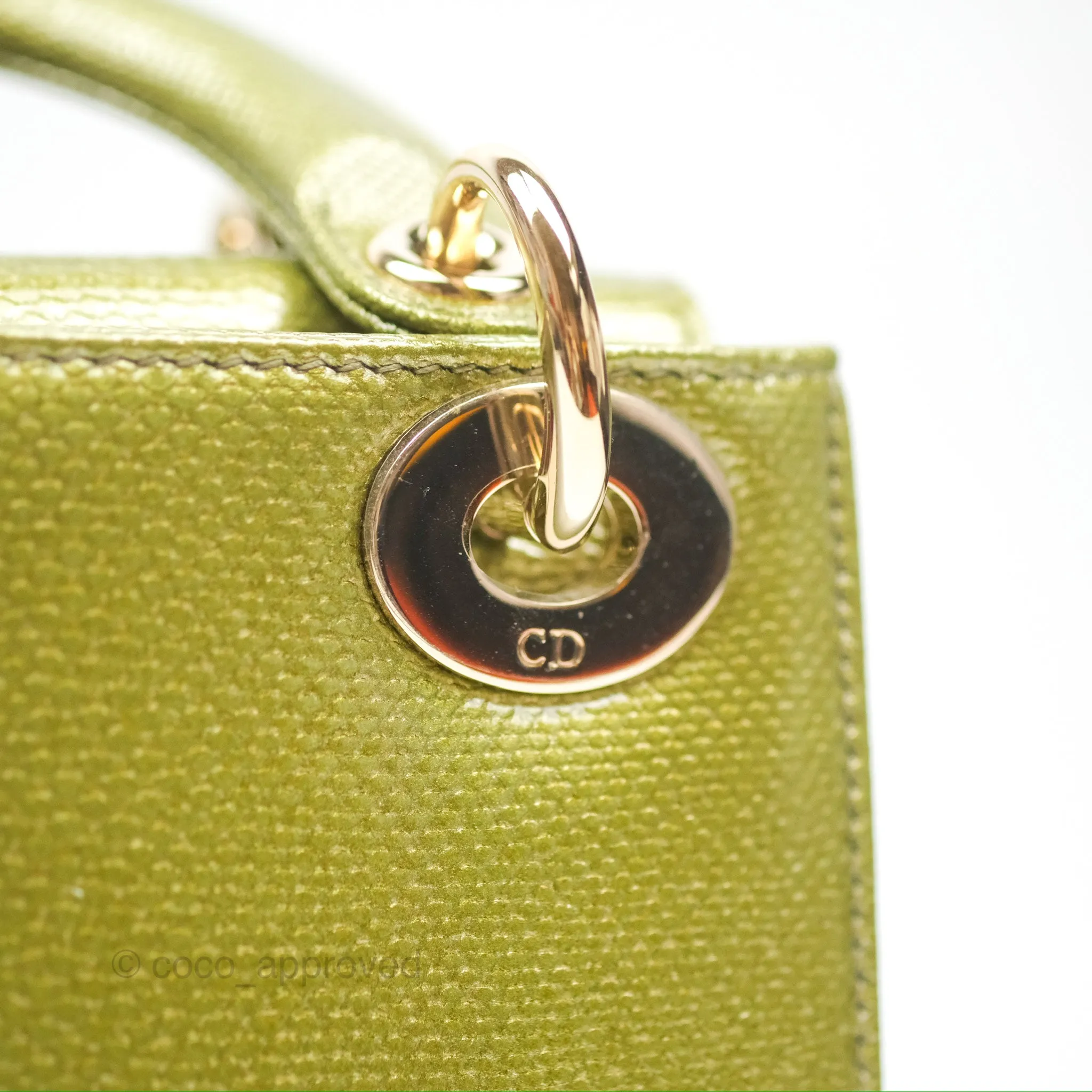 Dior Mini Lady Dior Green Metallic Lizard Gold Hardware