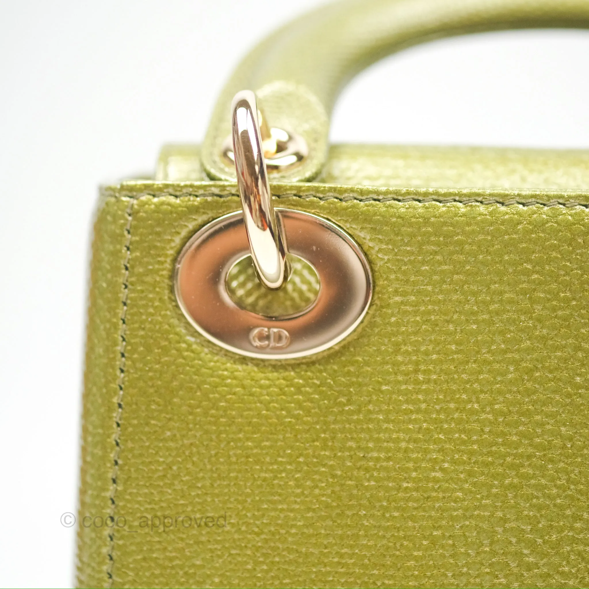 Dior Mini Lady Dior Green Metallic Lizard Gold Hardware