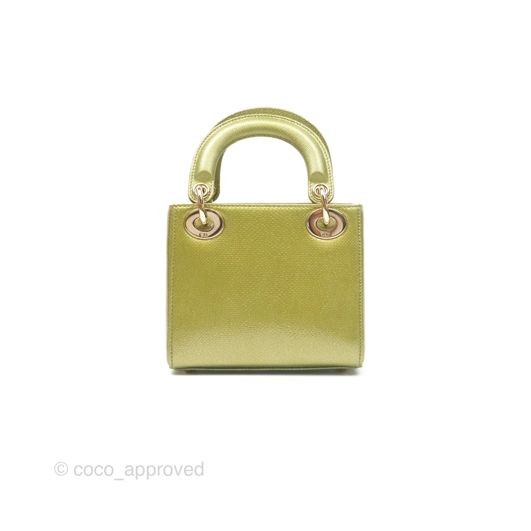 Dior Mini Lady Dior Green Metallic Lizard Gold Hardware