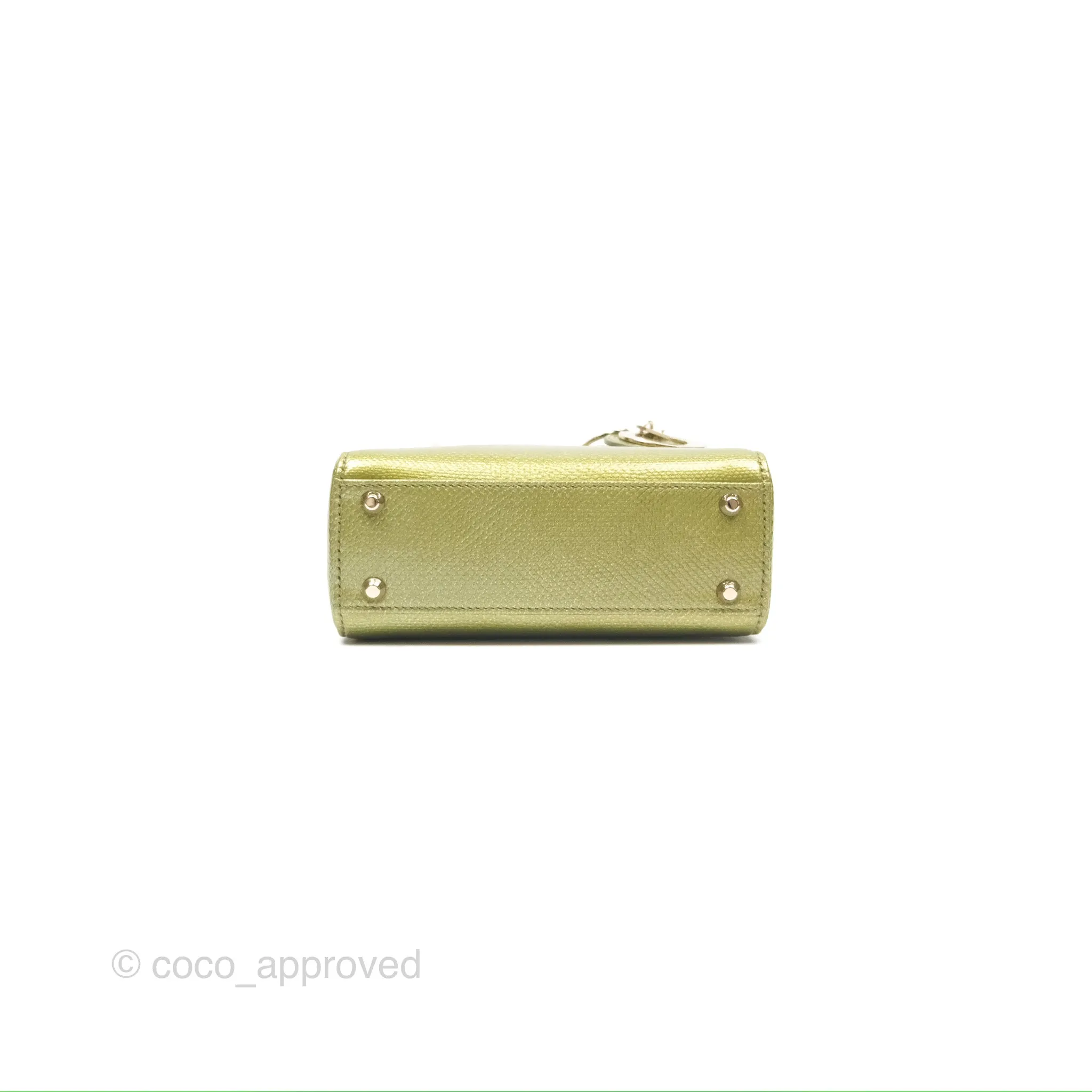 Dior Mini Lady Dior Green Metallic Lizard Gold Hardware