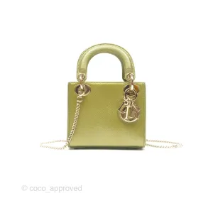 Dior Mini Lady Dior Green Metallic Lizard Gold Hardware