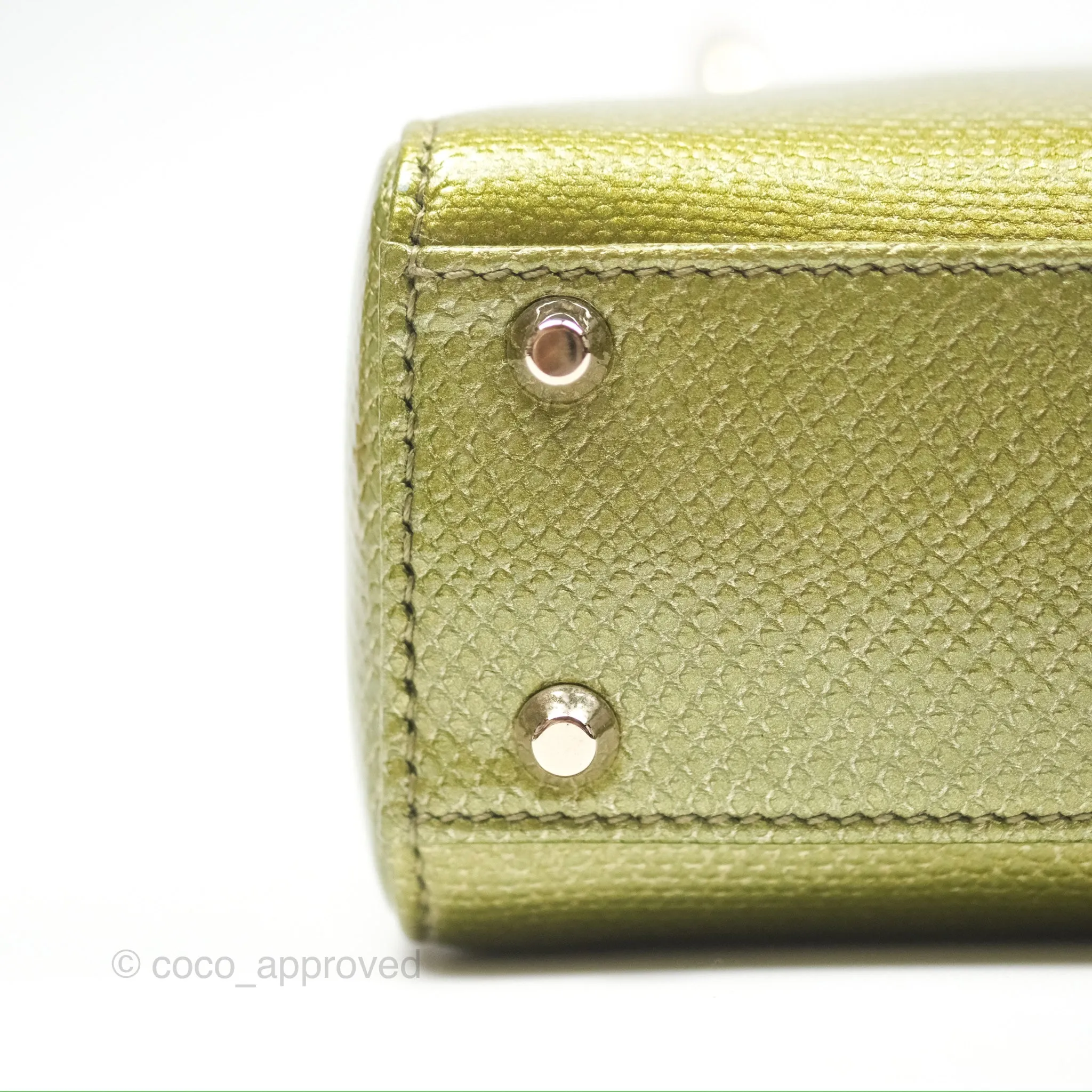Dior Mini Lady Dior Green Metallic Lizard Gold Hardware