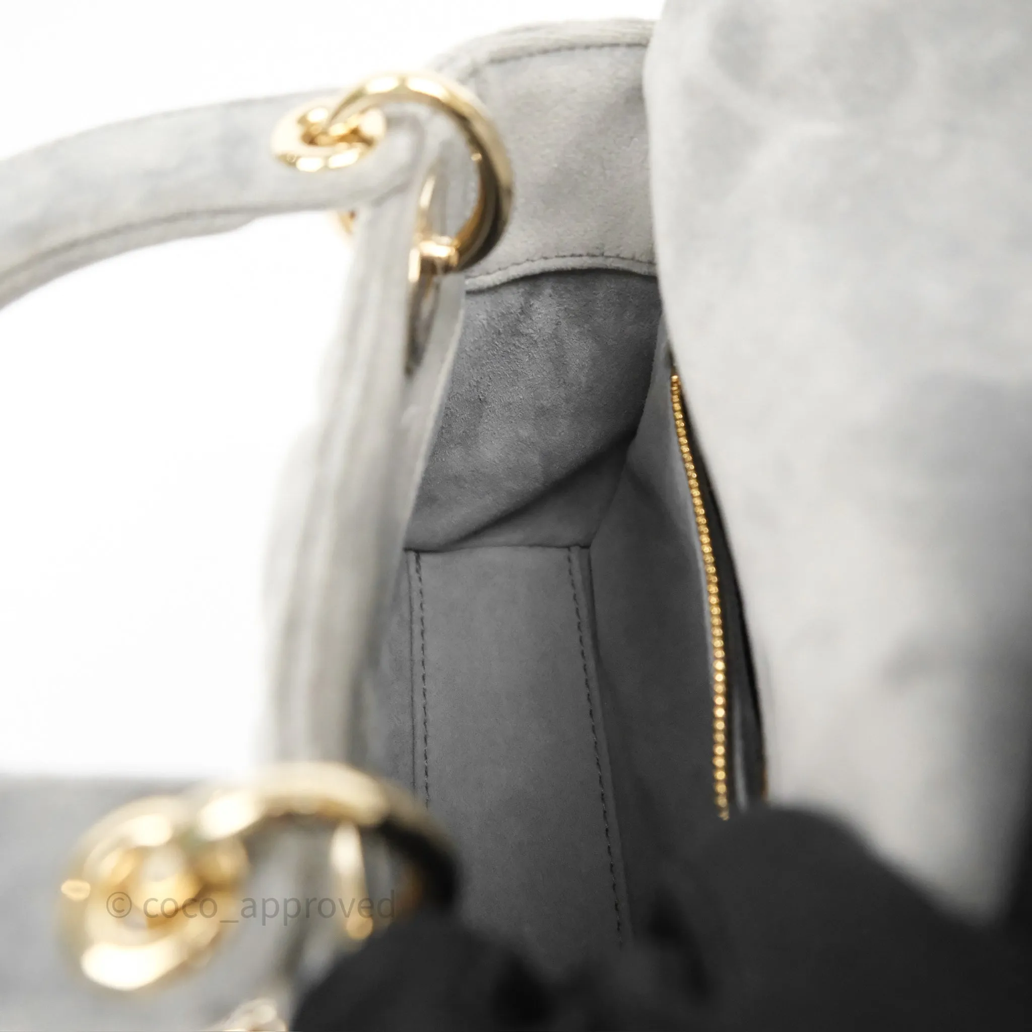 Dior Mini Lady Dior Grey Velvet Cannage Crystal Charms Gold Hardware