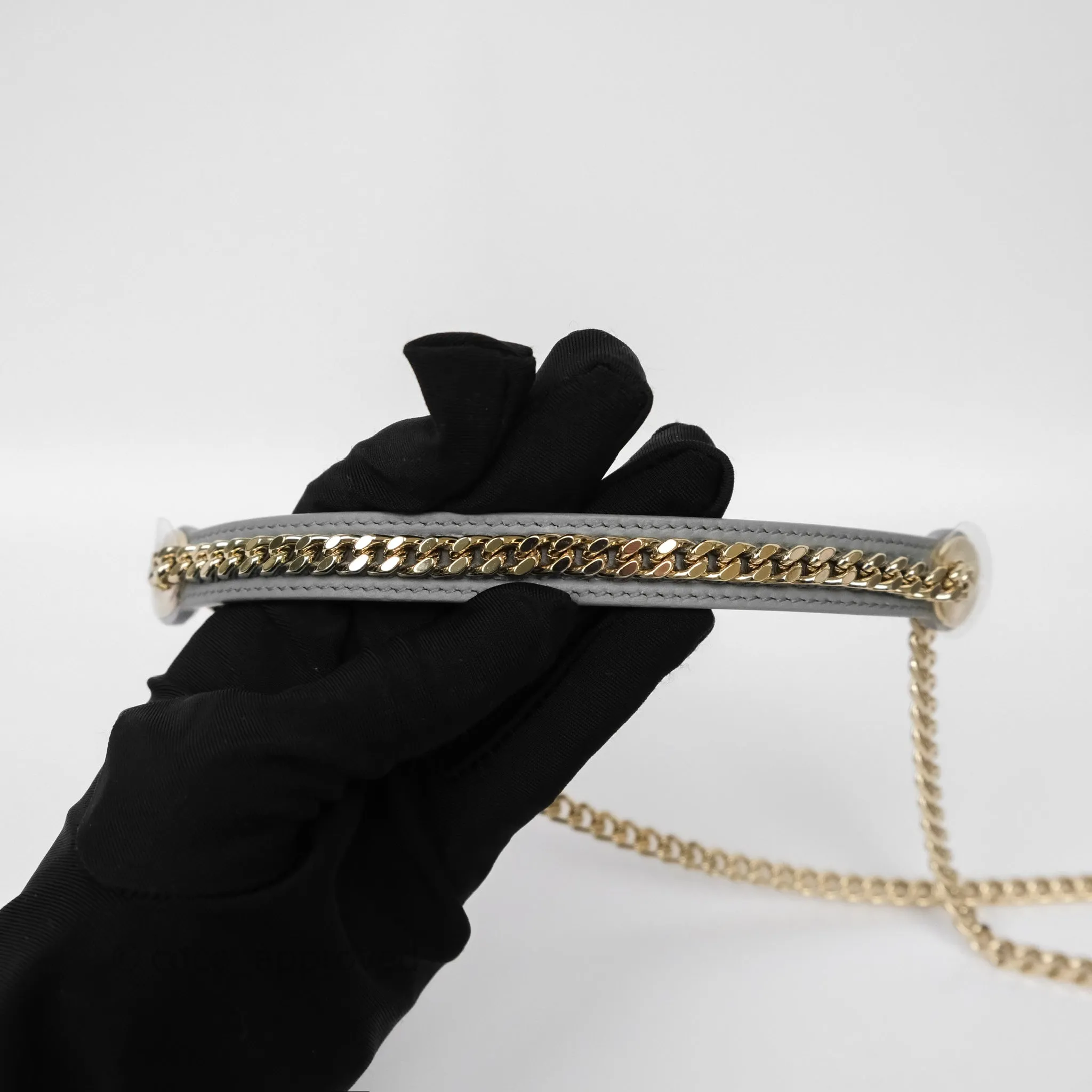 Dior Mini Lady Dior Grey Velvet Cannage Crystal Charms Gold Hardware