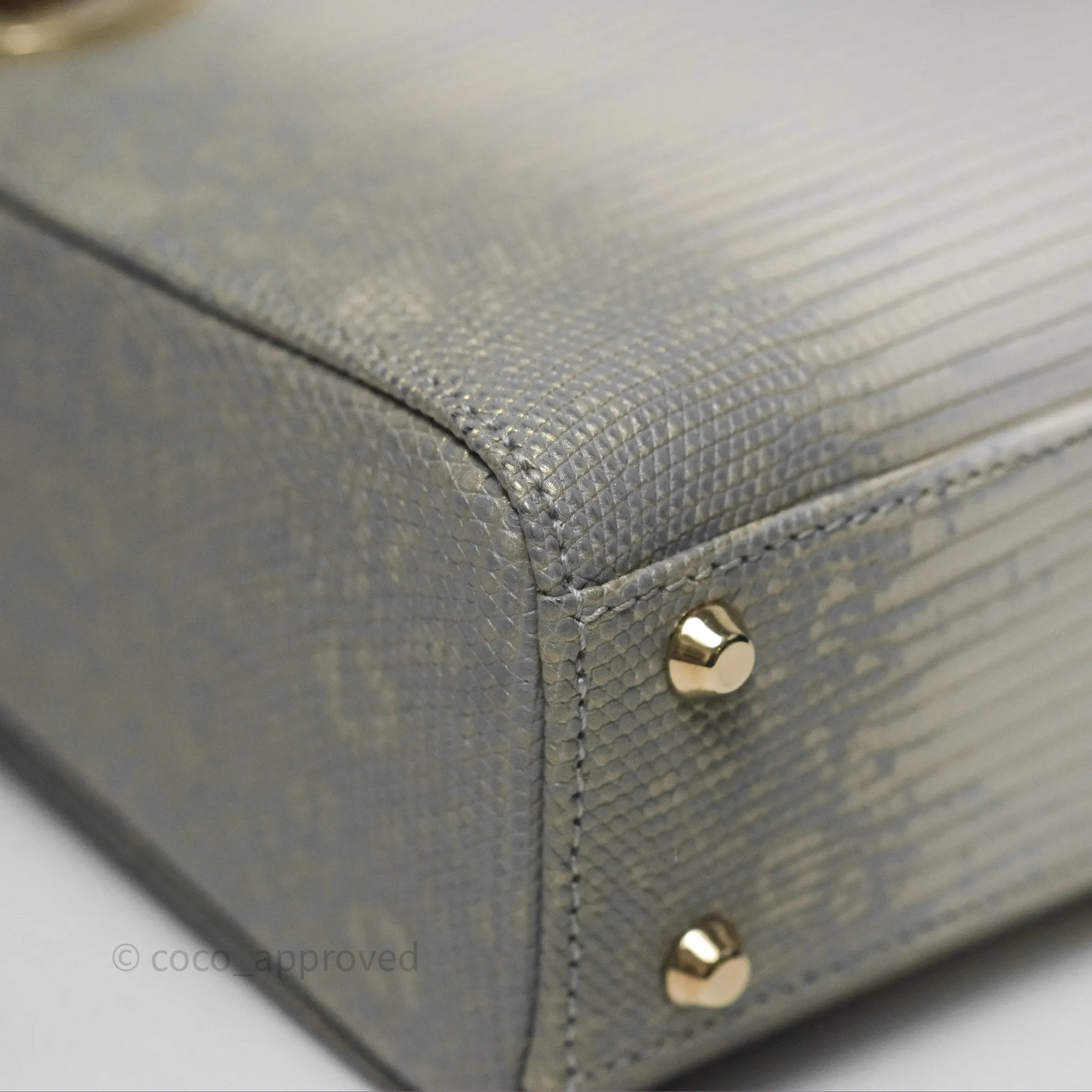 Dior Mini Lady Dior Ombre Grey White Lizard Gold Hardware