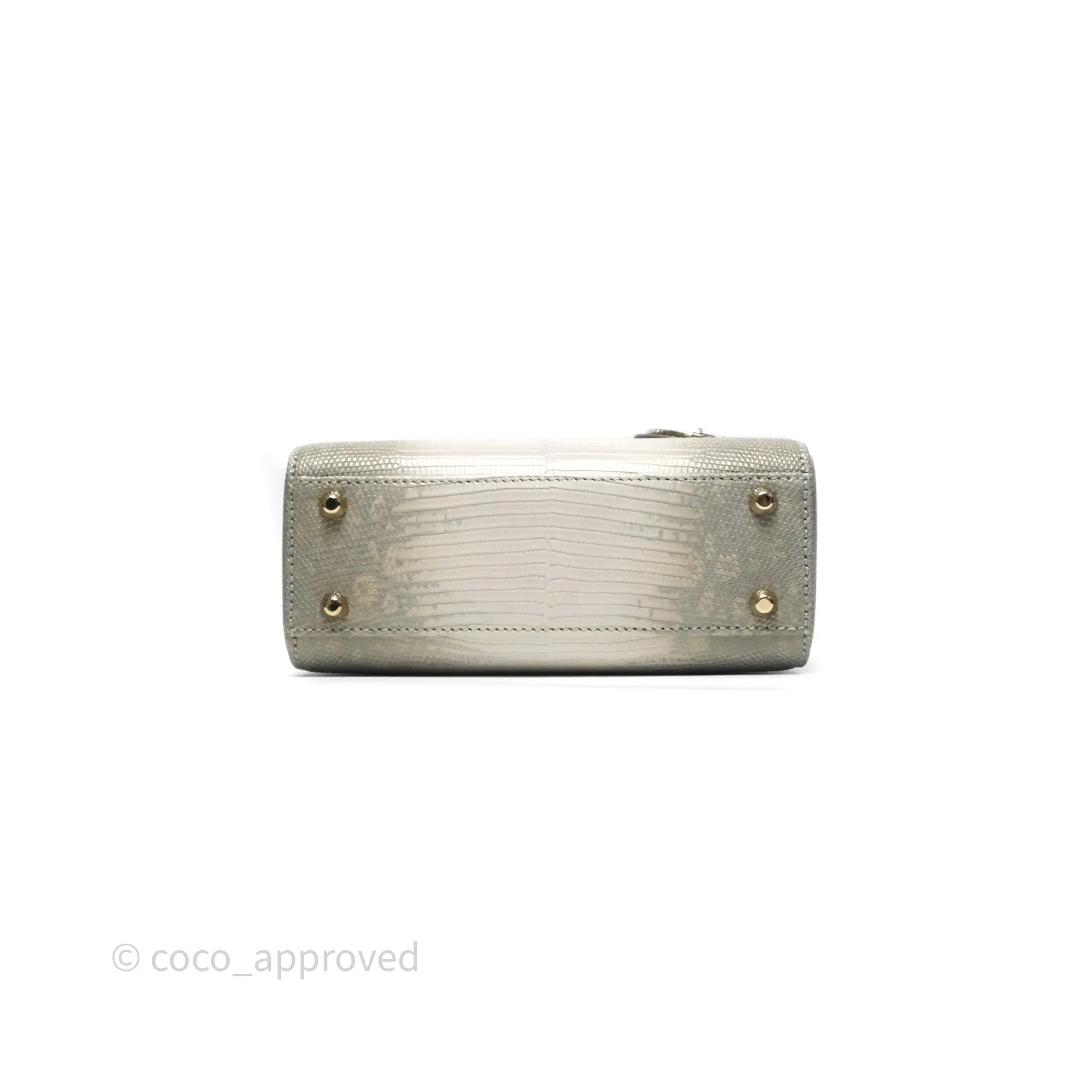 Dior Mini Lady Dior Ombre Grey White Lizard Gold Hardware
