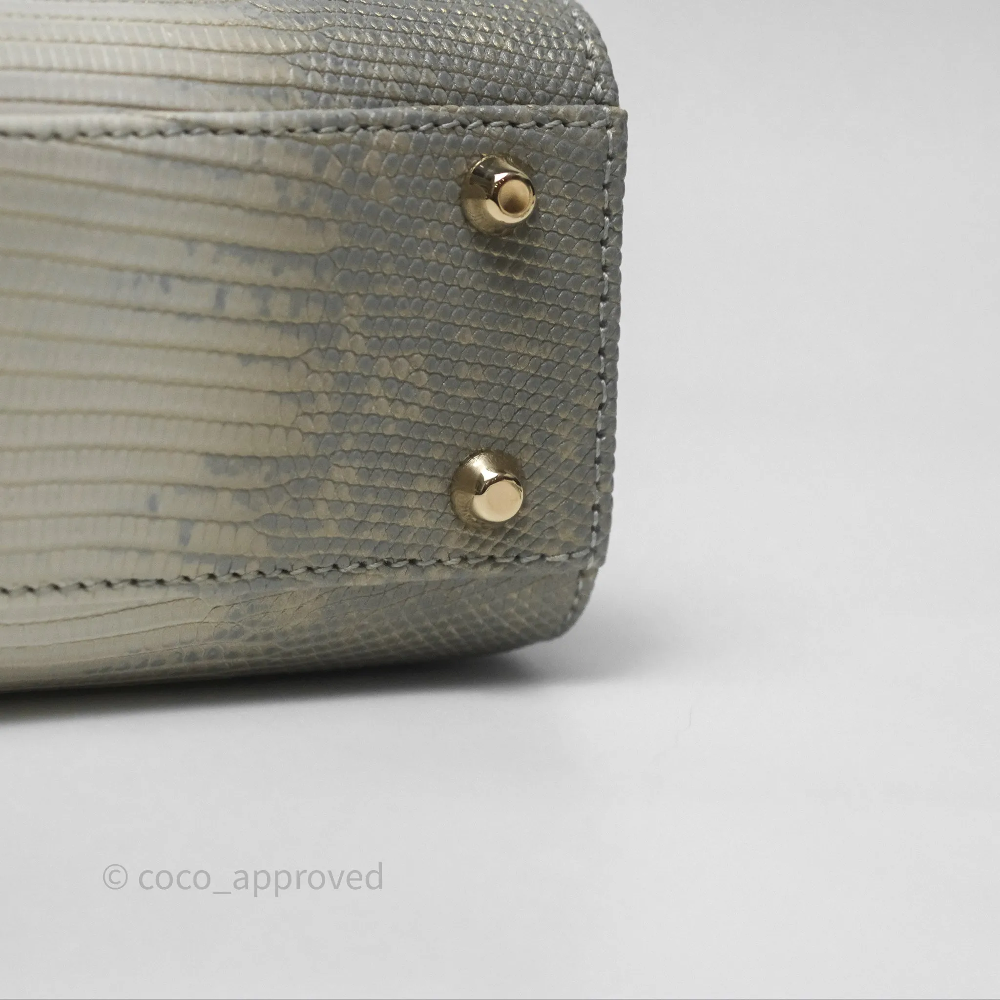 Dior Mini Lady Dior Ombre Grey White Lizard Gold Hardware