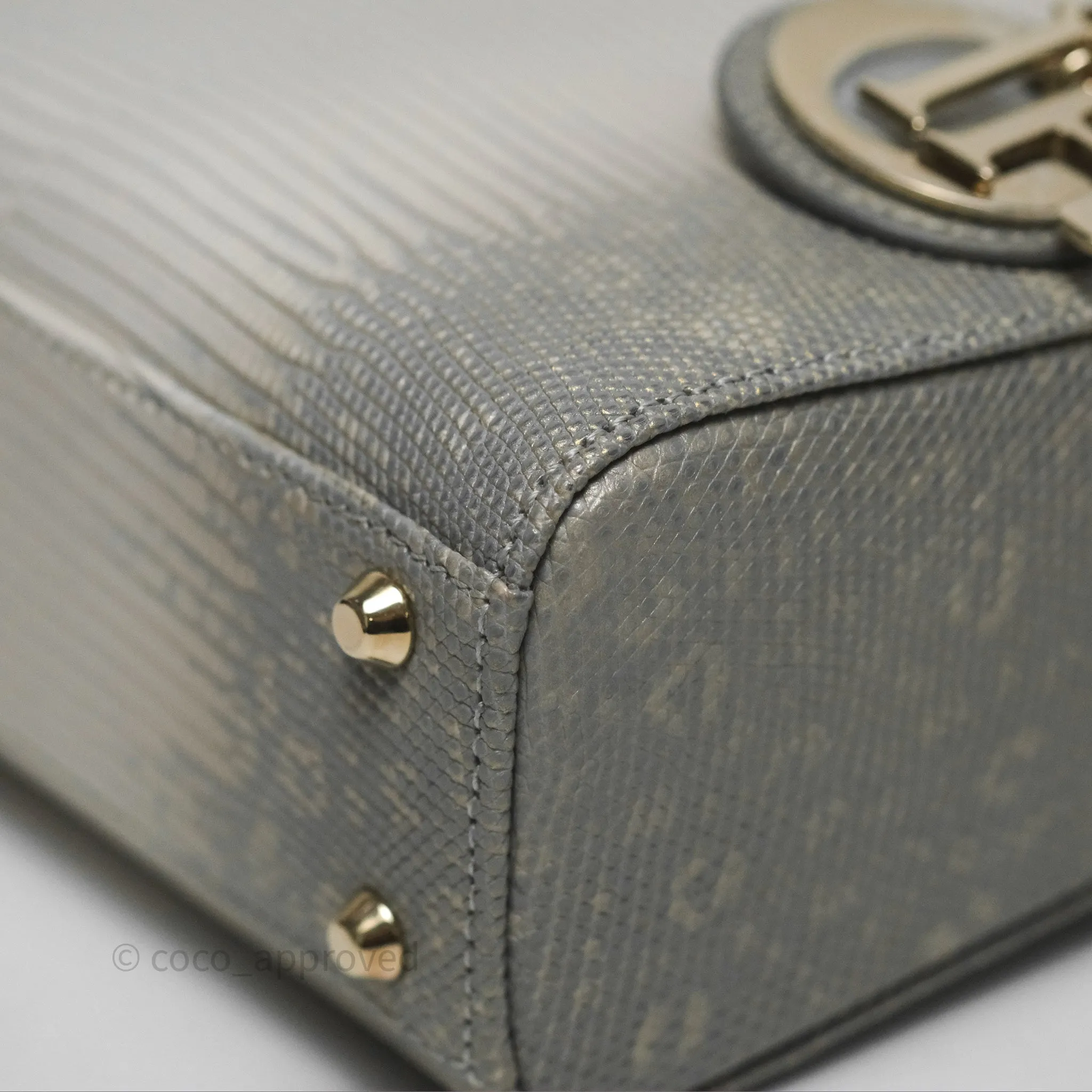 Dior Mini Lady Dior Ombre Grey White Lizard Gold Hardware