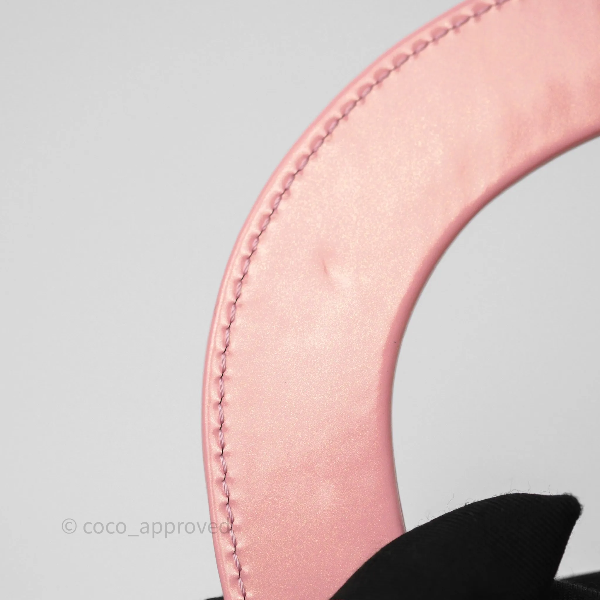 Dior Mini Lady Dior Pink Pearlescent Patent Cannage Gold Hardware