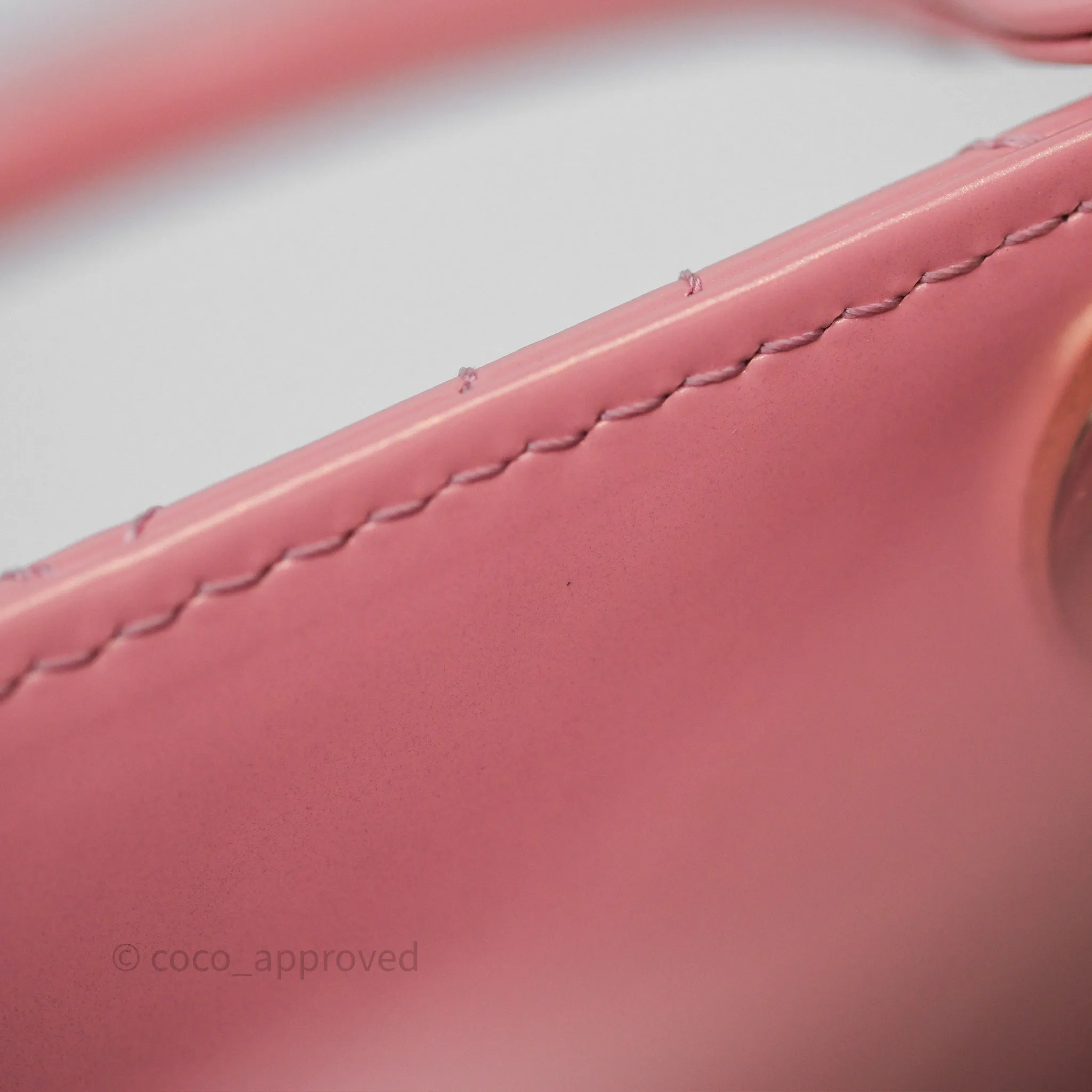 Dior Mini Lady Dior Pink Pearlescent Patent Cannage Gold Hardware