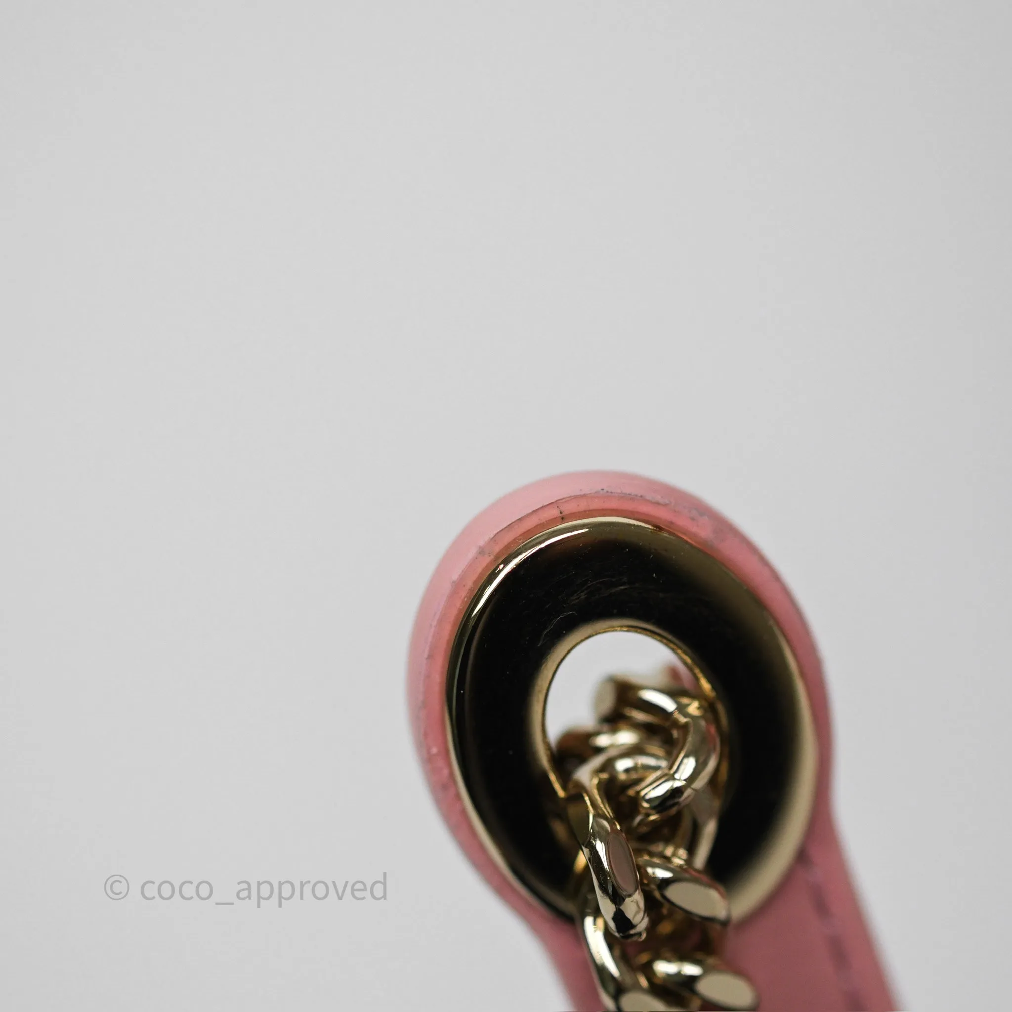 Dior Mini Lady Dior Pink Pearlescent Patent Cannage Gold Hardware
