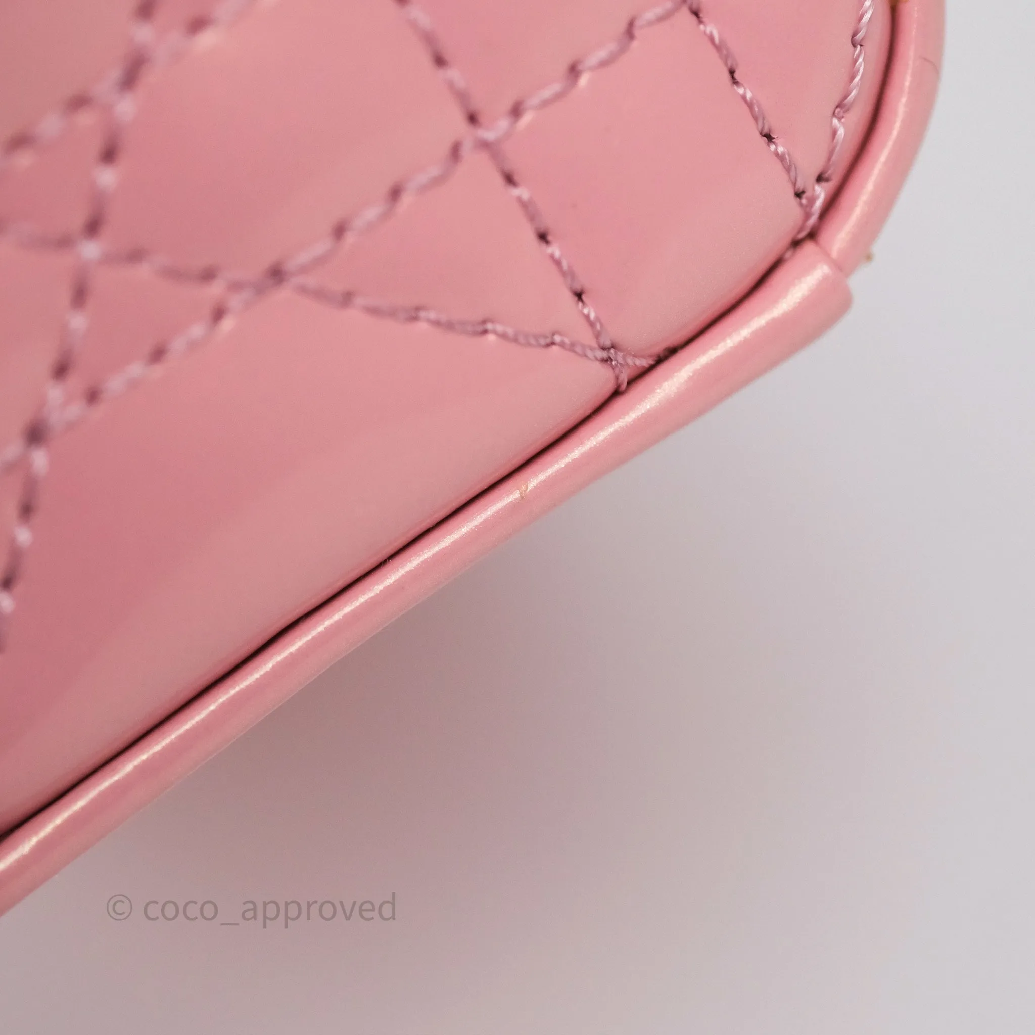 Dior Mini Lady Dior Pink Pearlescent Patent Cannage Gold Hardware