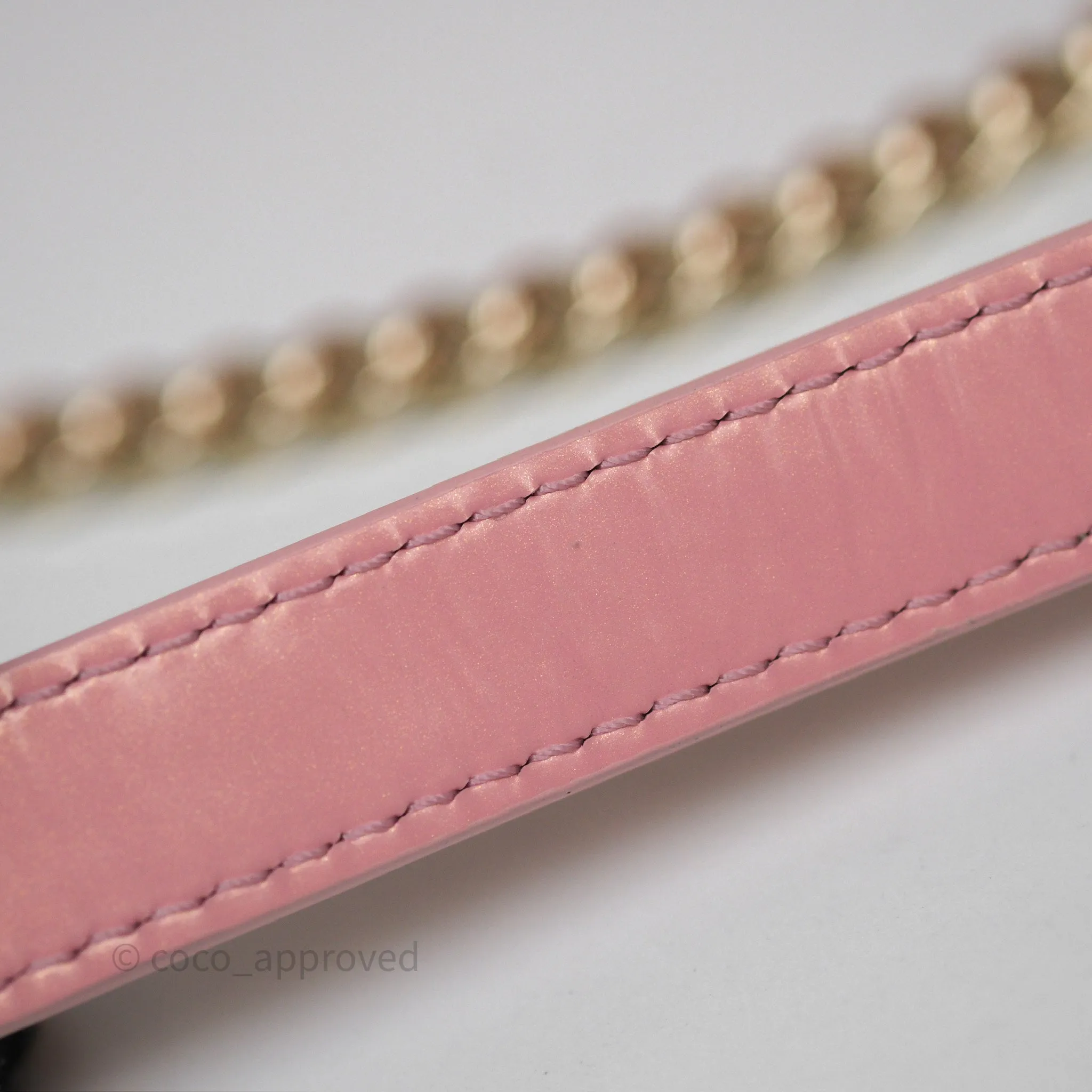 Dior Mini Lady Dior Pink Pearlescent Patent Cannage Gold Hardware