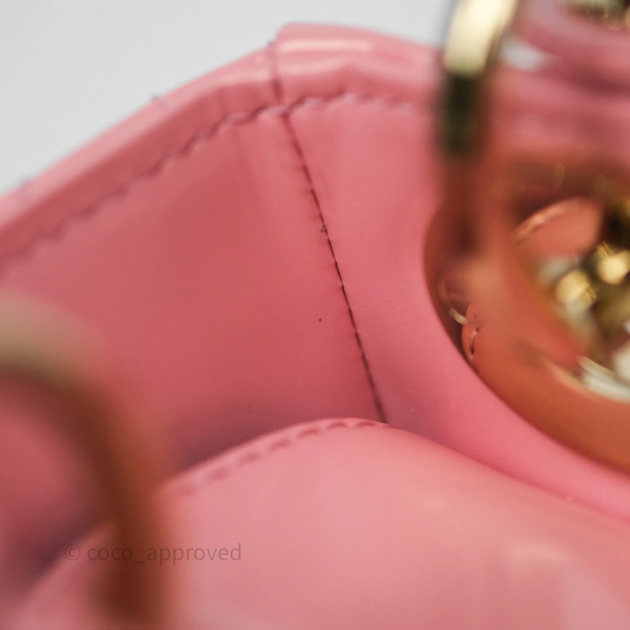 Dior Mini Lady Dior Pink Pearlescent Patent Cannage Gold Hardware