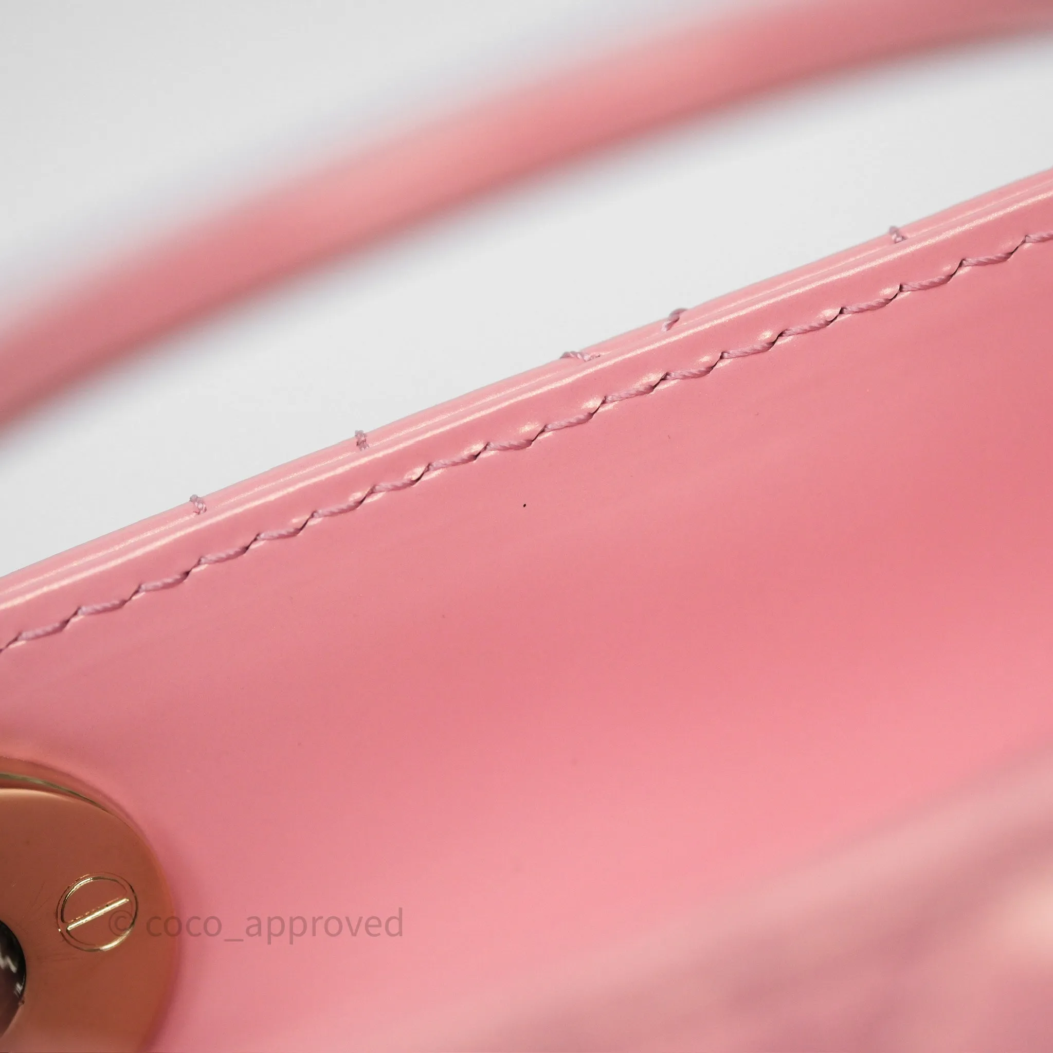 Dior Mini Lady Dior Pink Pearlescent Patent Cannage Gold Hardware