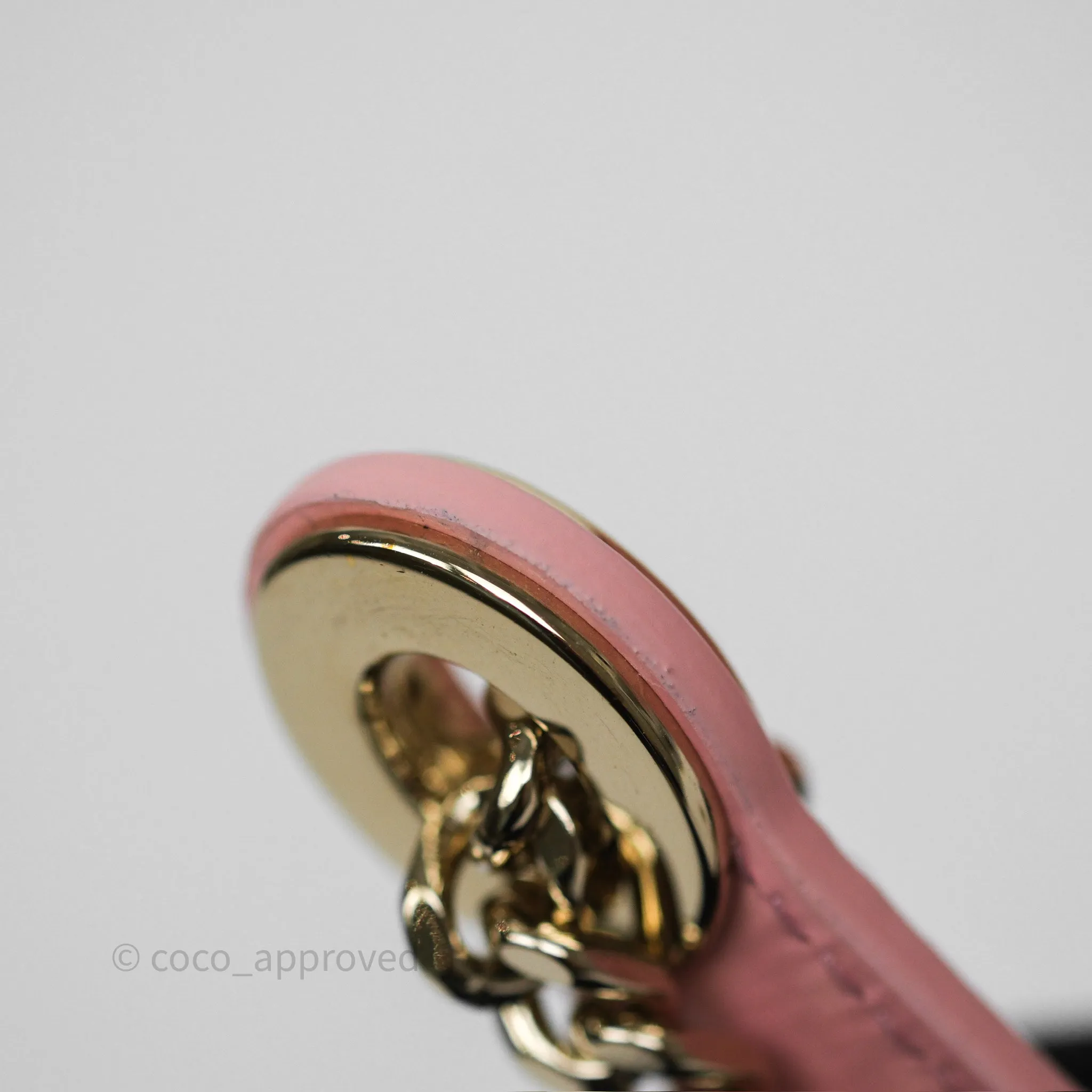 Dior Mini Lady Dior Pink Pearlescent Patent Cannage Gold Hardware