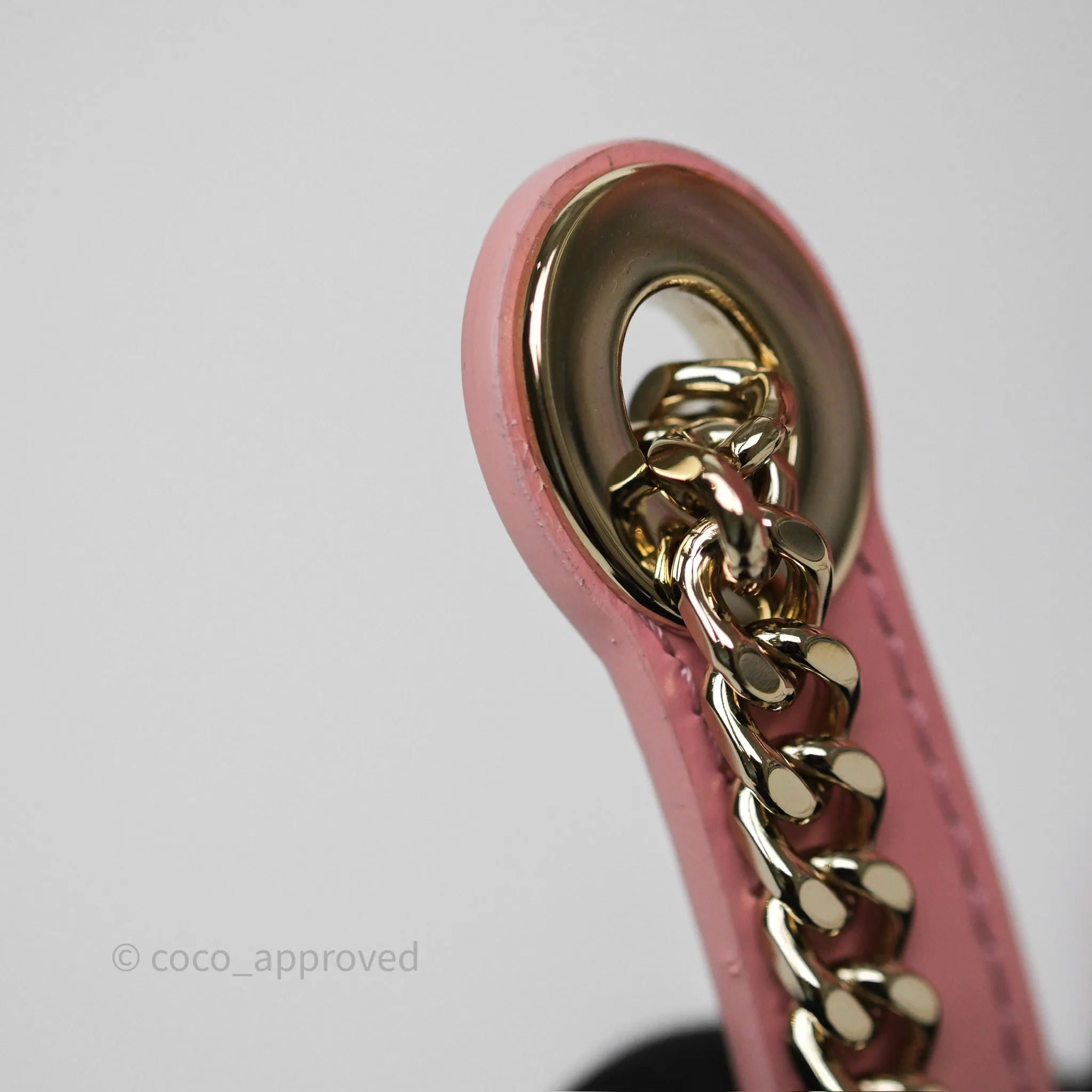 Dior Mini Lady Dior Pink Pearlescent Patent Cannage Gold Hardware