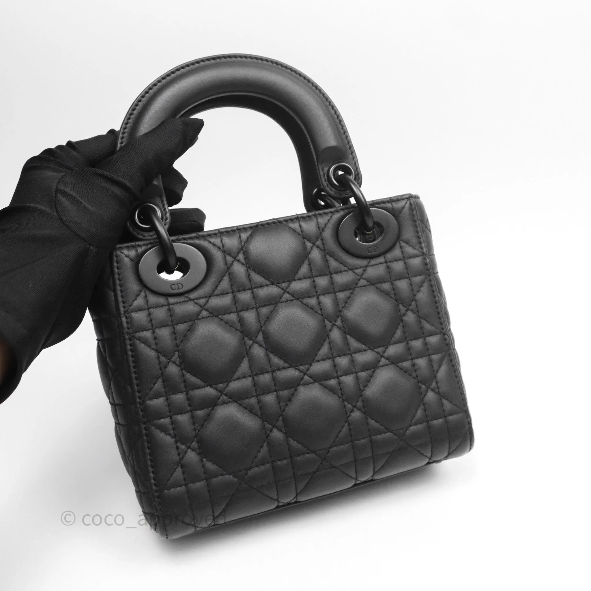 Dior Mini Lady Dior Ultra Matte Black Cannage Calfskin