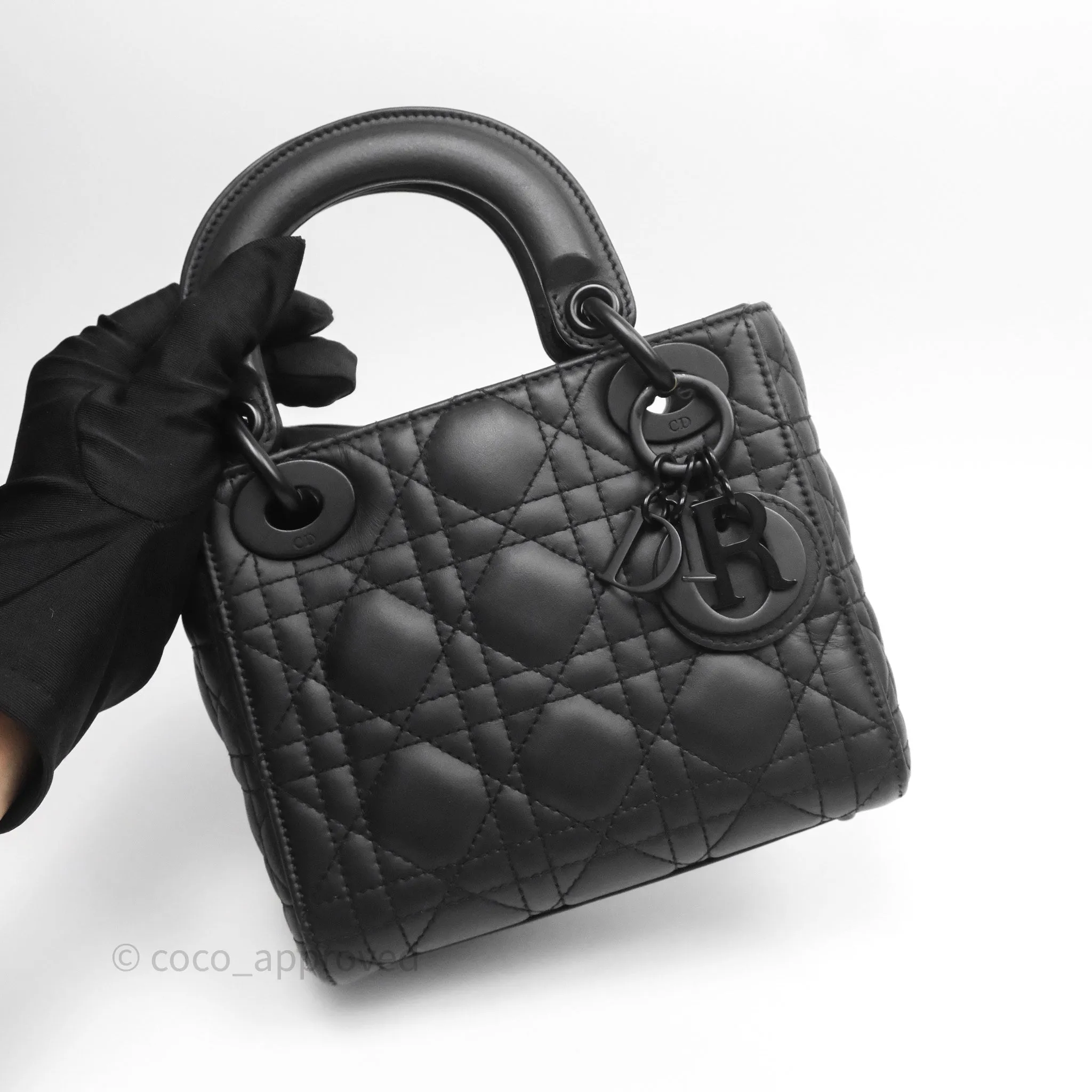 Dior Mini Lady Dior Ultra Matte Black Cannage Calfskin