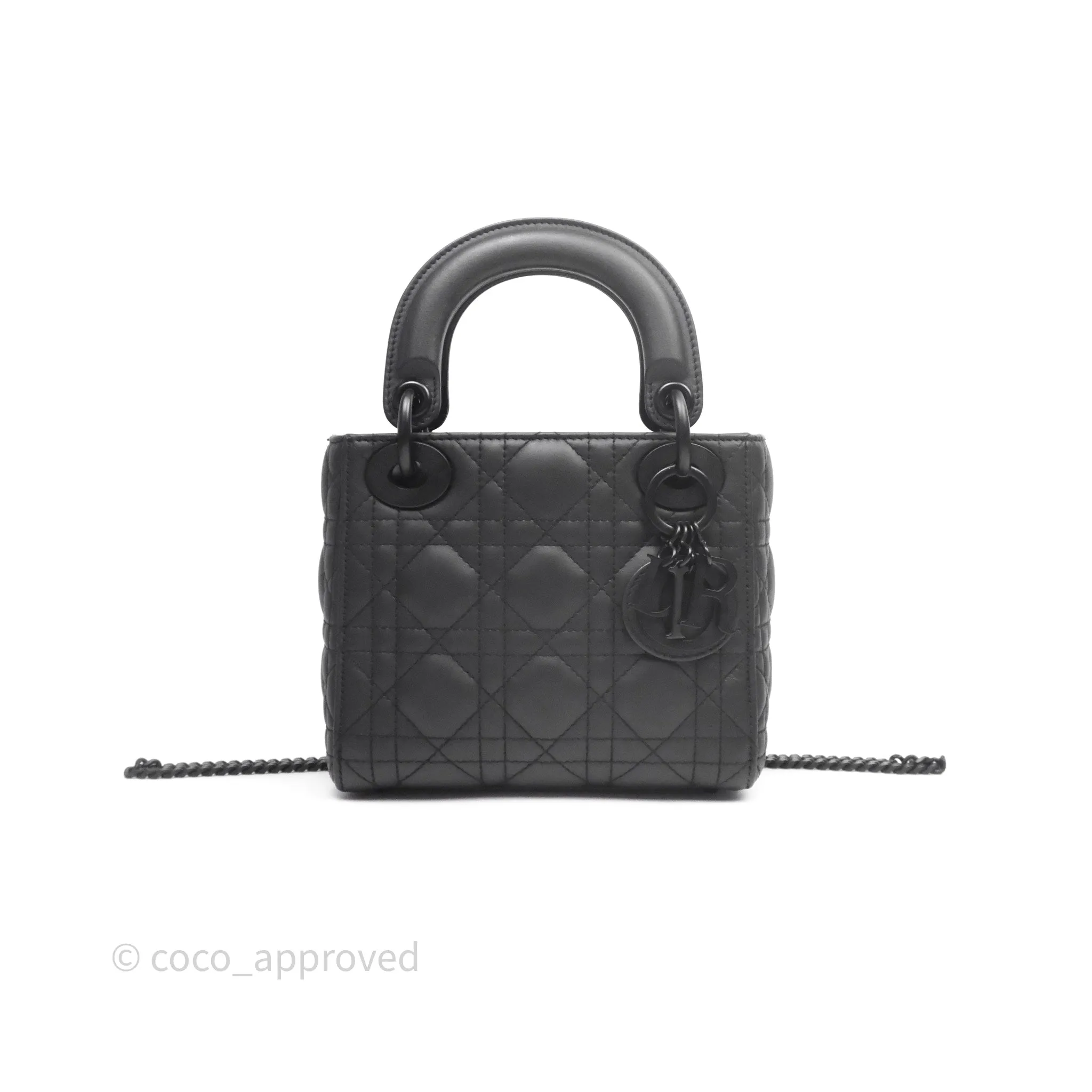 Dior Mini Lady Dior Ultra Matte Black Cannage Calfskin