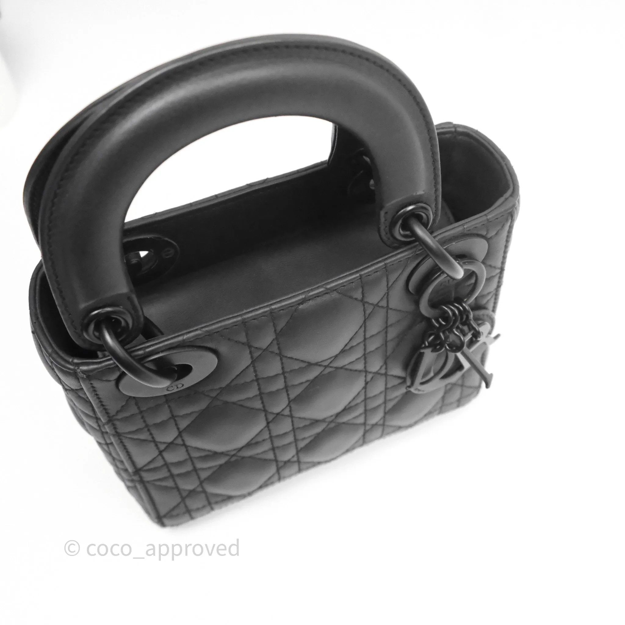 Dior Mini Lady Dior Ultra Matte Black Cannage Calfskin