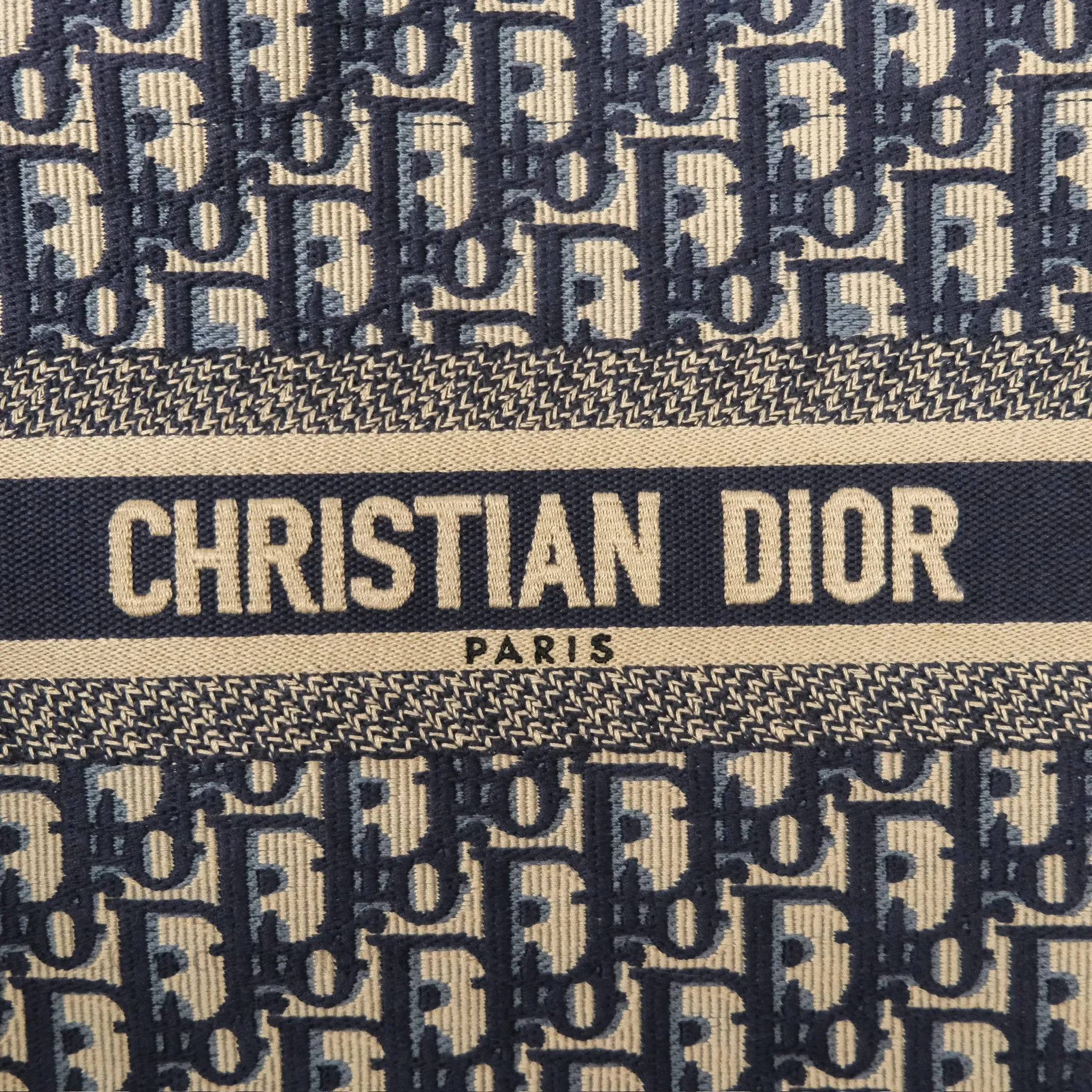 Dior New Small Book Tote Navy Dior Oblique Embroidery Canvas