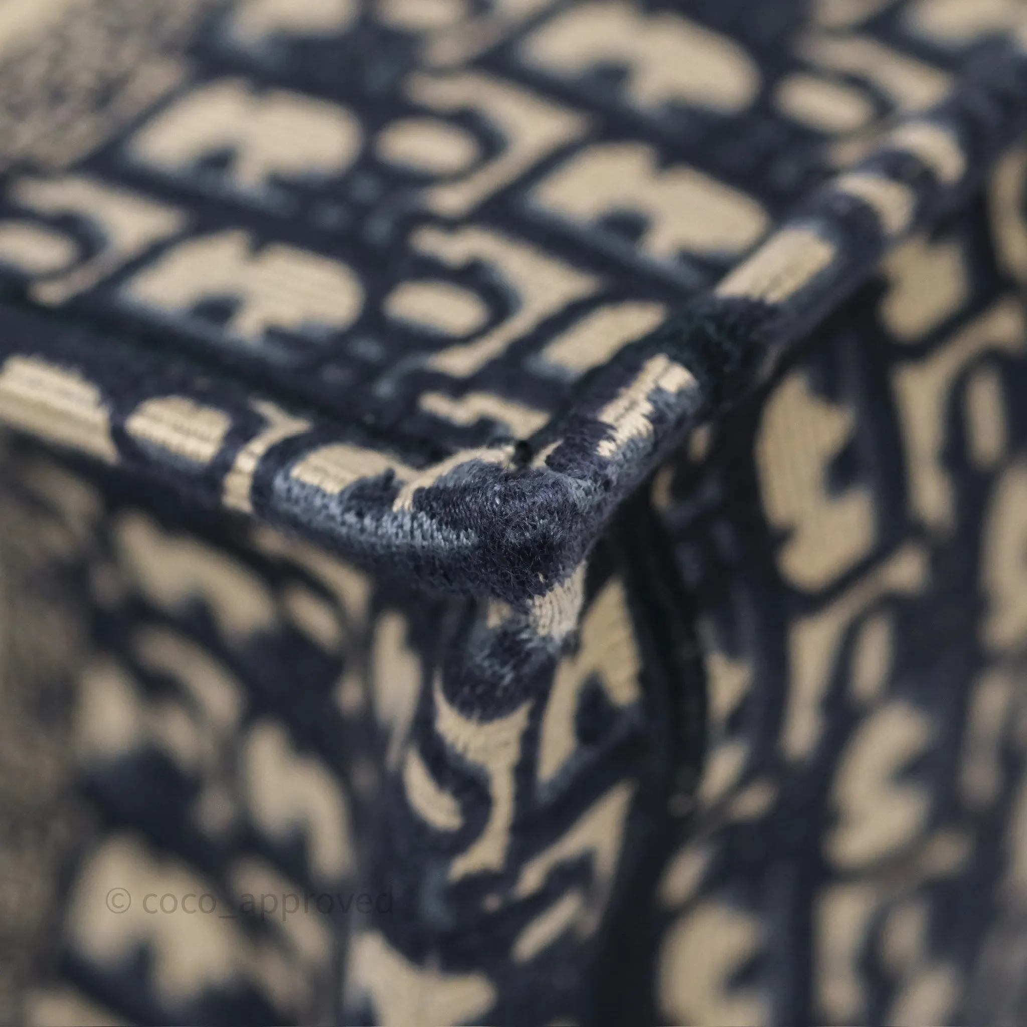 Dior New Small Book Tote Navy Dior Oblique Embroidery Canvas