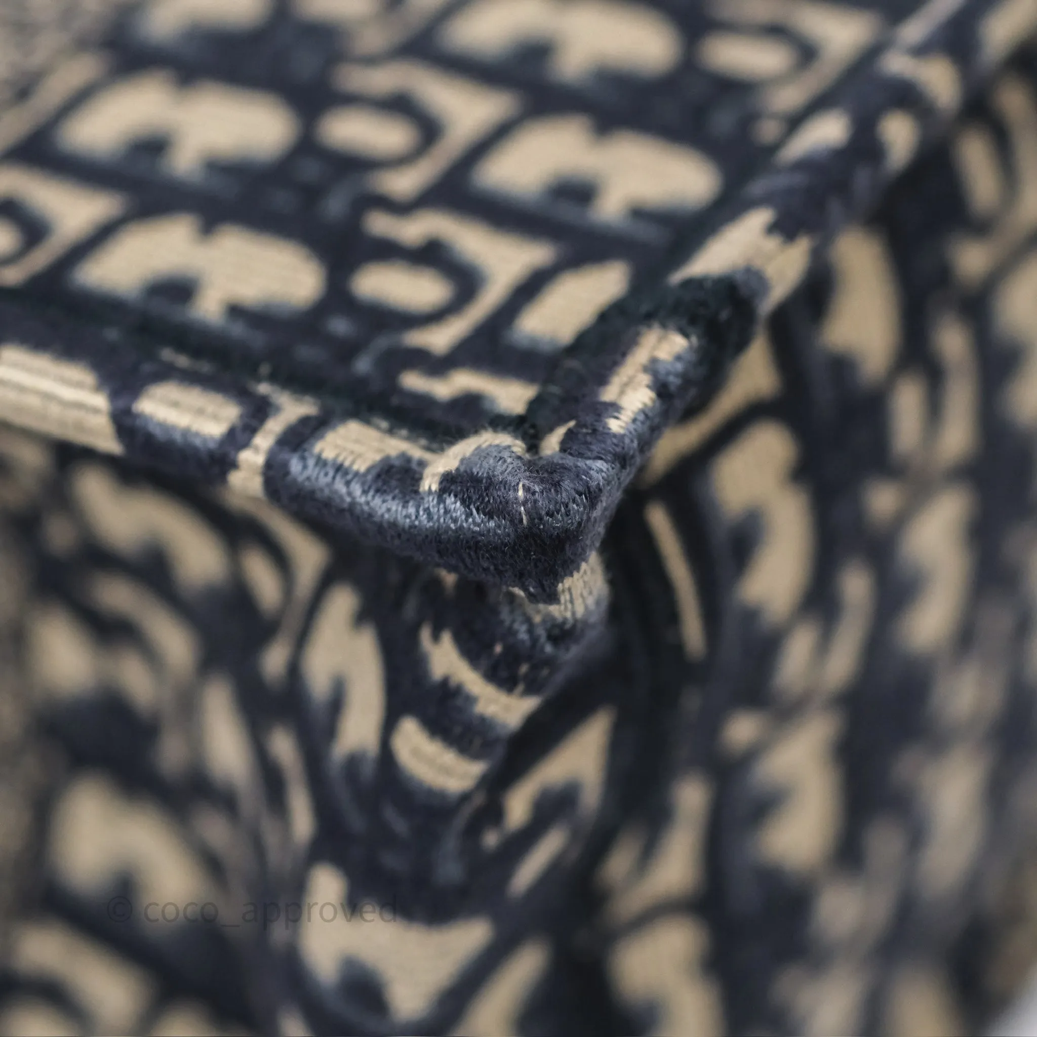 Dior New Small Book Tote Navy Dior Oblique Embroidery Canvas