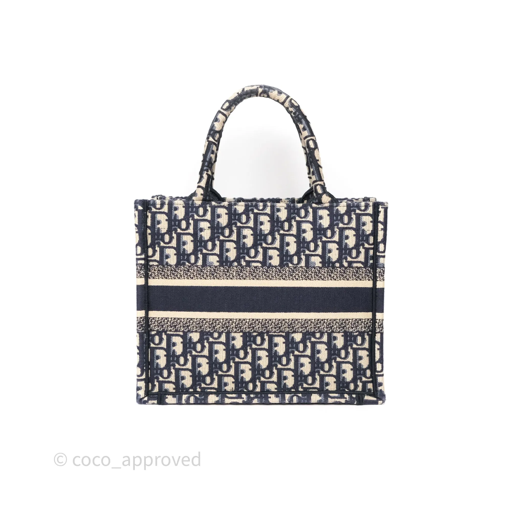 Dior New Small Book Tote Navy Dior Oblique Embroidery Canvas